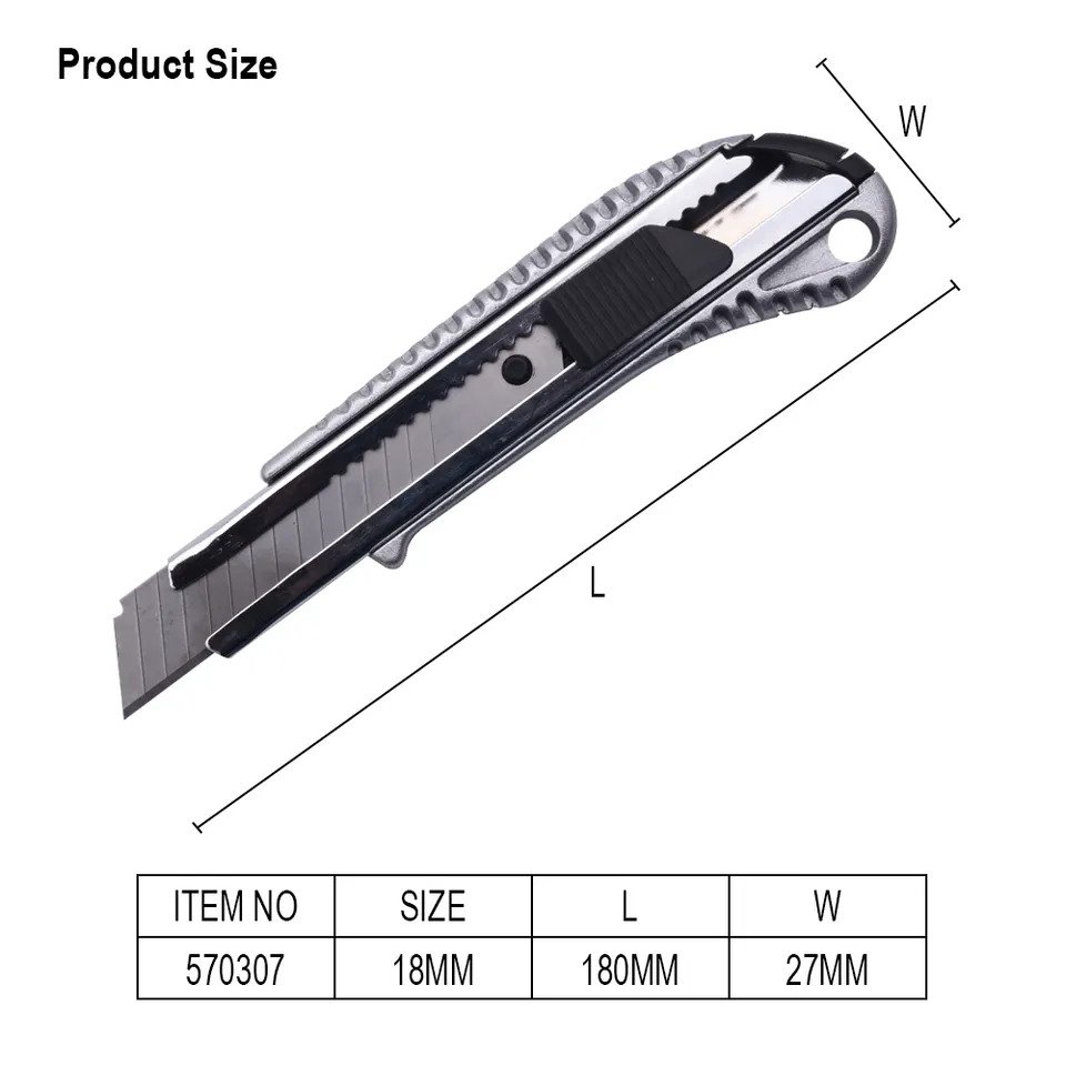 HARDEN Aluminium Alloy Knife, 18mm x 180mm, Snap-off Cutter, Aluminum Alloy Cutter, household Utility Cutter; 570307_img_2