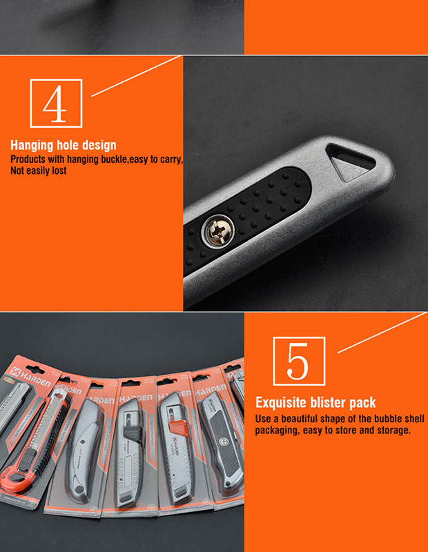HARDEN 150mm Universal Knife, 30MM Width Blade, Zinc Alloy Housing Utility Cutter Professional Quality, Folding Utility Knife, Multi Hand Cutting Tool Box, Cutter Knife Cutter; 570323_img_4