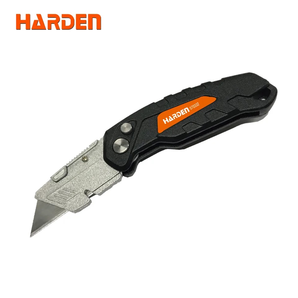 HARDEN Folding Anti Cutter 165mm with 5Pcs Refill, Multi Hand Cutting Tool Box, Cutter Knife Cutter; 570332