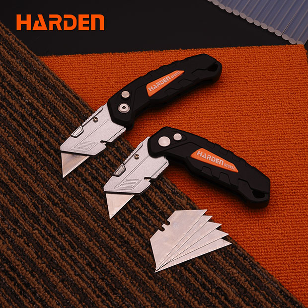 HARDEN Folding Anti Cutter 165mm with 5Pcs Refill, Multi Hand Cutting Tool Box, Cutter Knife Cutter; 570332_img_1