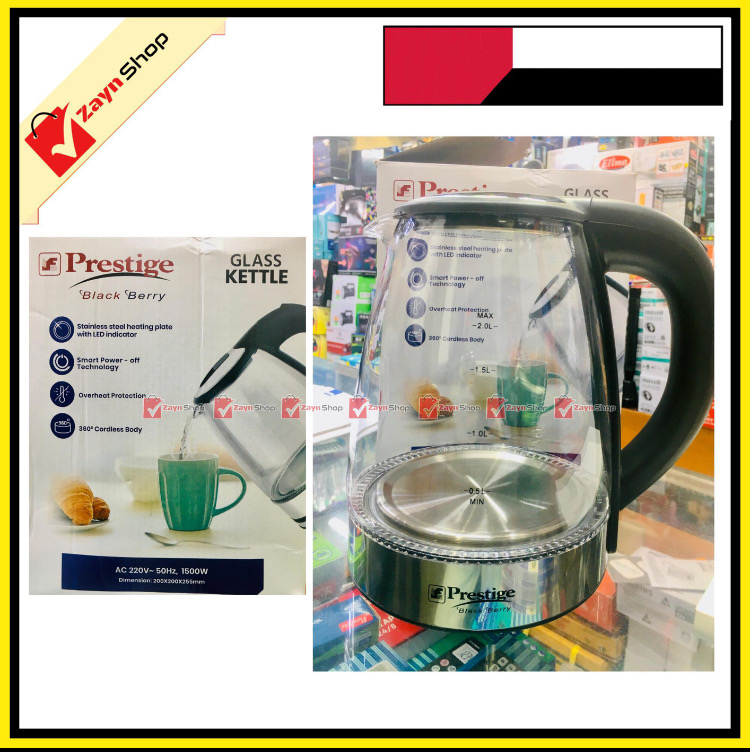 Prestige Crystal Glass Electric Kettle 2 Litre With Led Illumination, Heat Resistant1500 Watt with On/Off Switch With Light Indicator_img_0