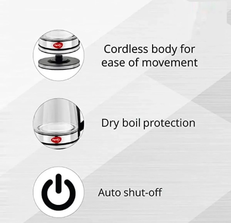 Prestige Crystal Glass Electric Kettle 2 Litre With Led Illumination, Heat Resistant1500 Watt with On/Off Switch With Light Indicator_img_4