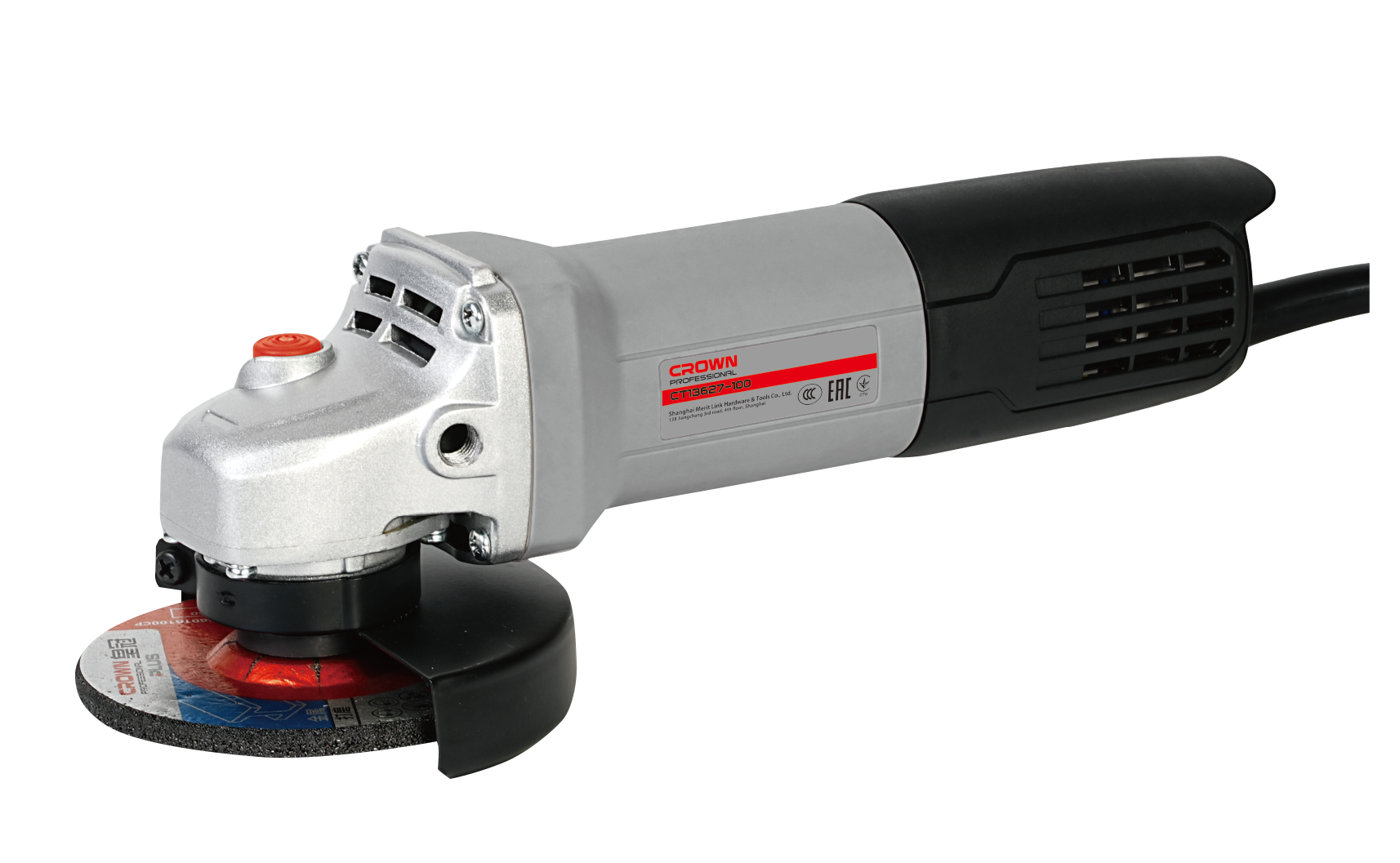 CROWN CT13627 4" Professional Angle Grinder, 780W, 100mm, Rear switch; CT13627 - 100