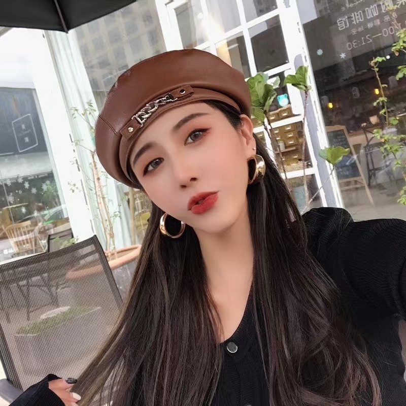 PU leather Beret cap_img_1