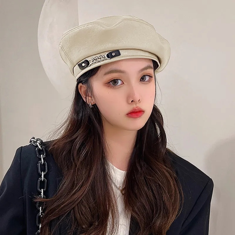 PU leather Beret cap_img_2