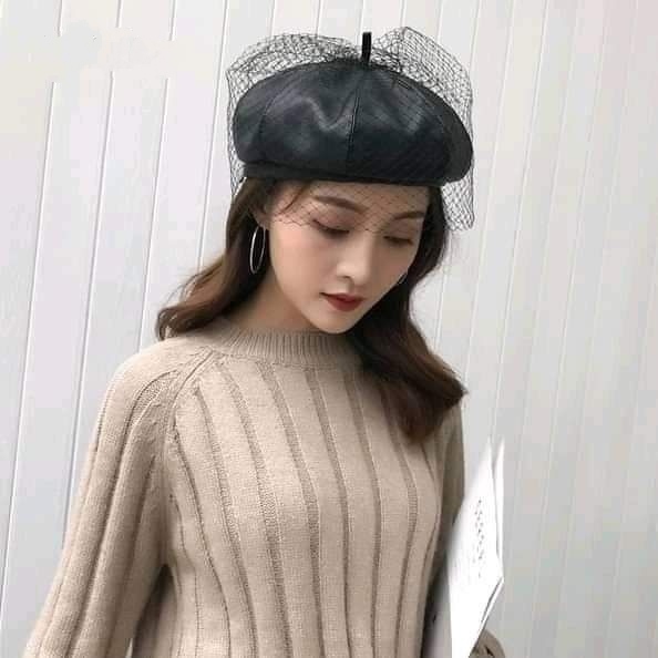 PU leather Beret cap_img_3