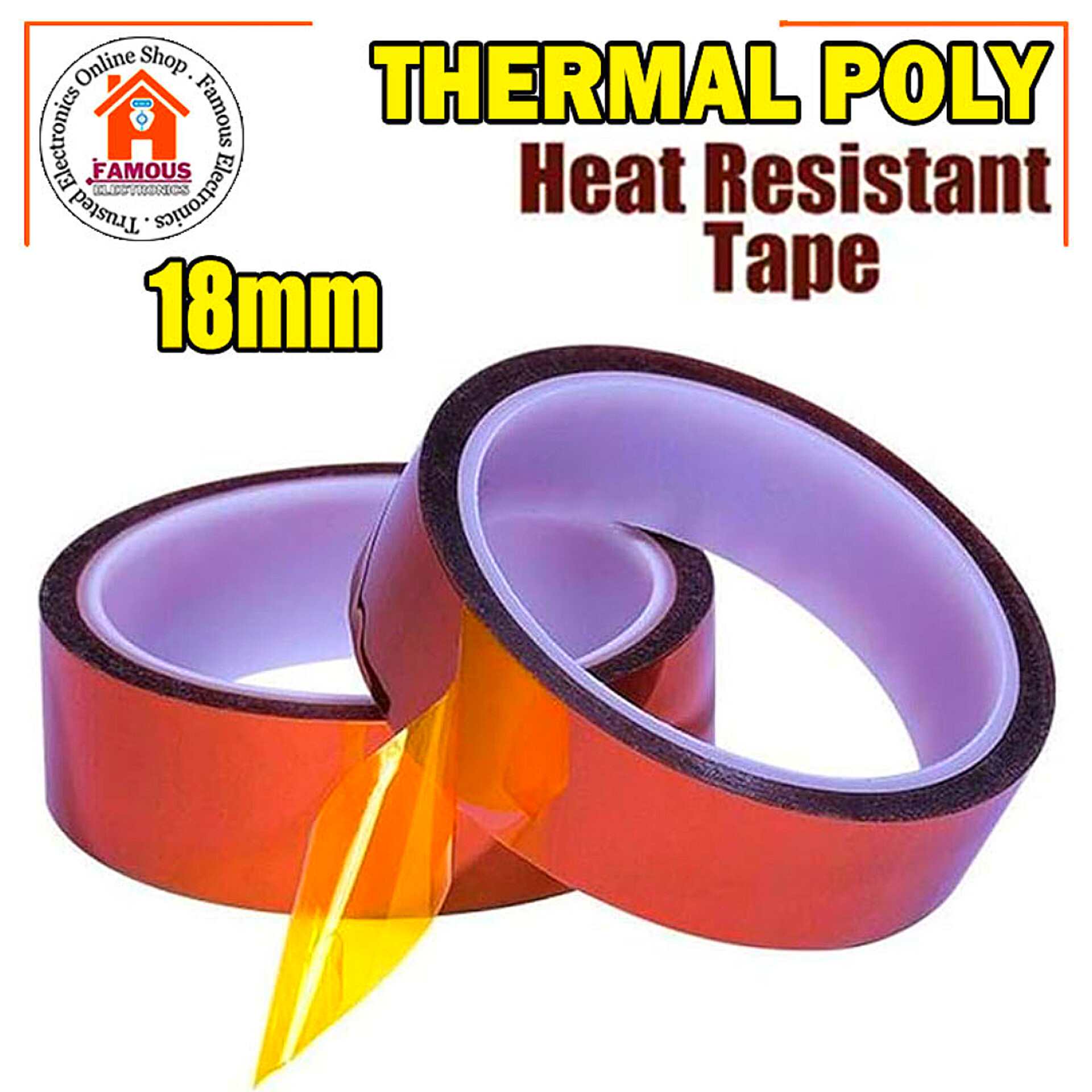 18mm 33M Kapton Tape | High Temperature Polyimide Heat Resistant Tape for Soldering & Electronics