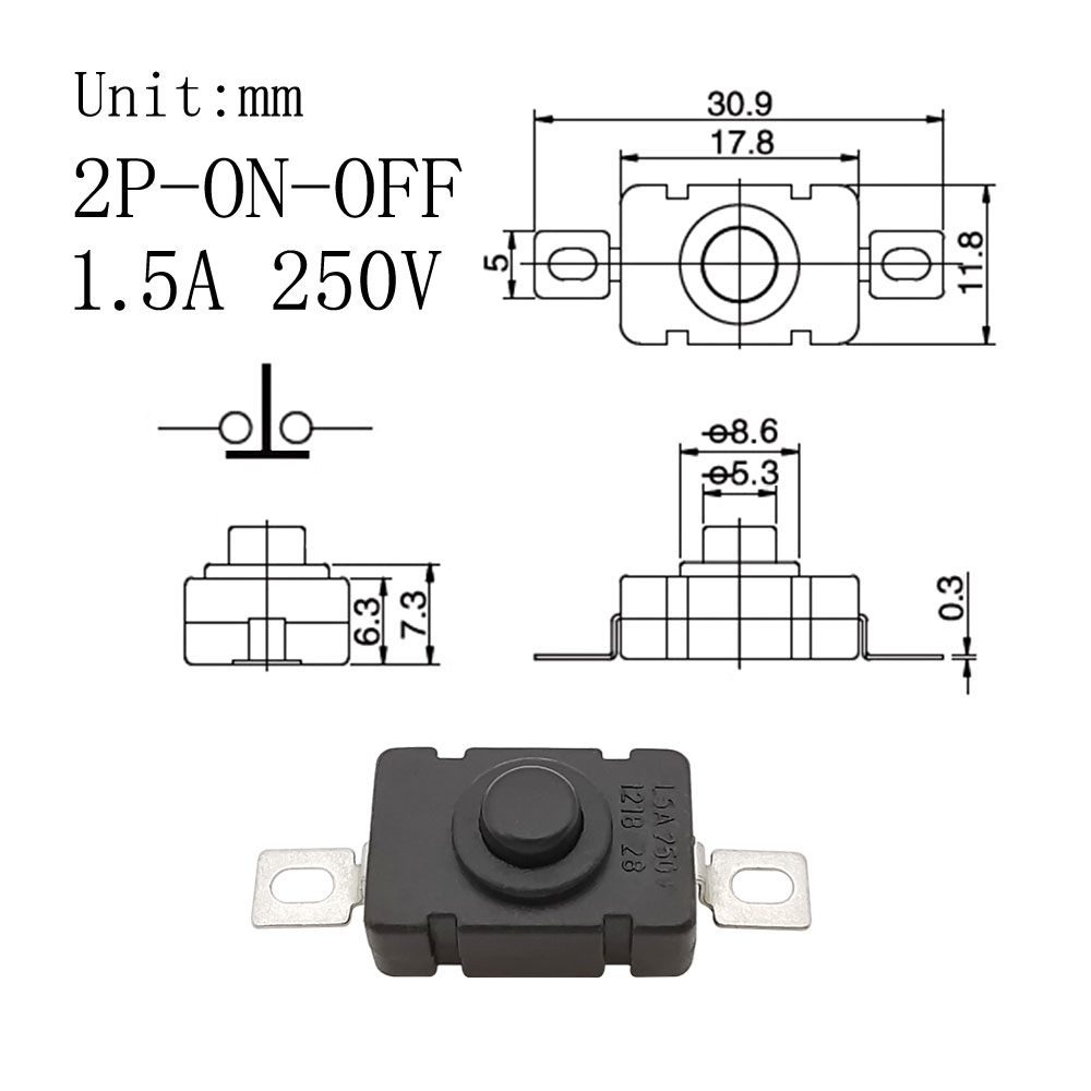 01-PCS 18*12mm KAN-28 Flashlight Switches SMD Type Small Self Locking Patch Type Push Button Switch 1.5A 250VAC_img_3