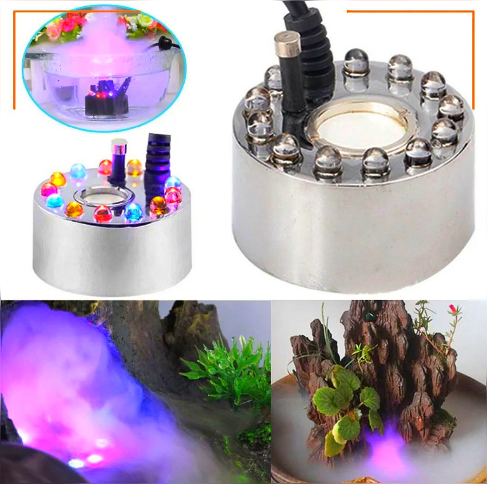 Ultrasonic Humidifiersr Mist Maker Fogger SS Body 12 LED Water Fountain Pond Air Humidifier For Egg Incubator Green House Baby Room_img_7