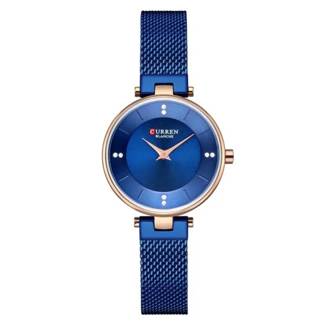 Curren 9031 Ladies Watch- Blue Dial- Rose Golden Bezel- Blue Mesh Chain -TF Code- CR868CF_img_0