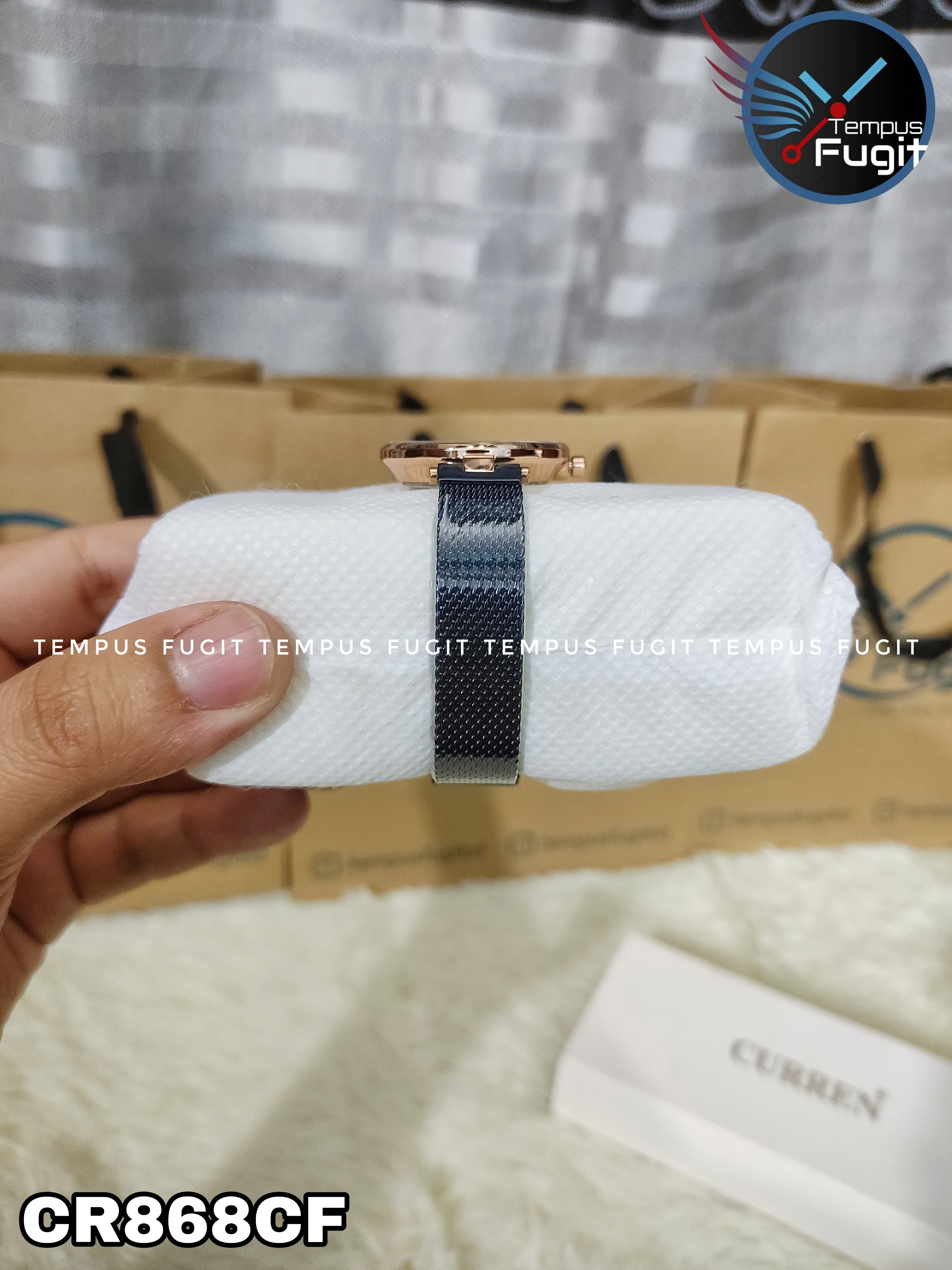 Curren 9031 Ladies Watch- Blue Dial- Rose Golden Bezel- Blue Mesh Chain -TF Code- CR868CF_img_5