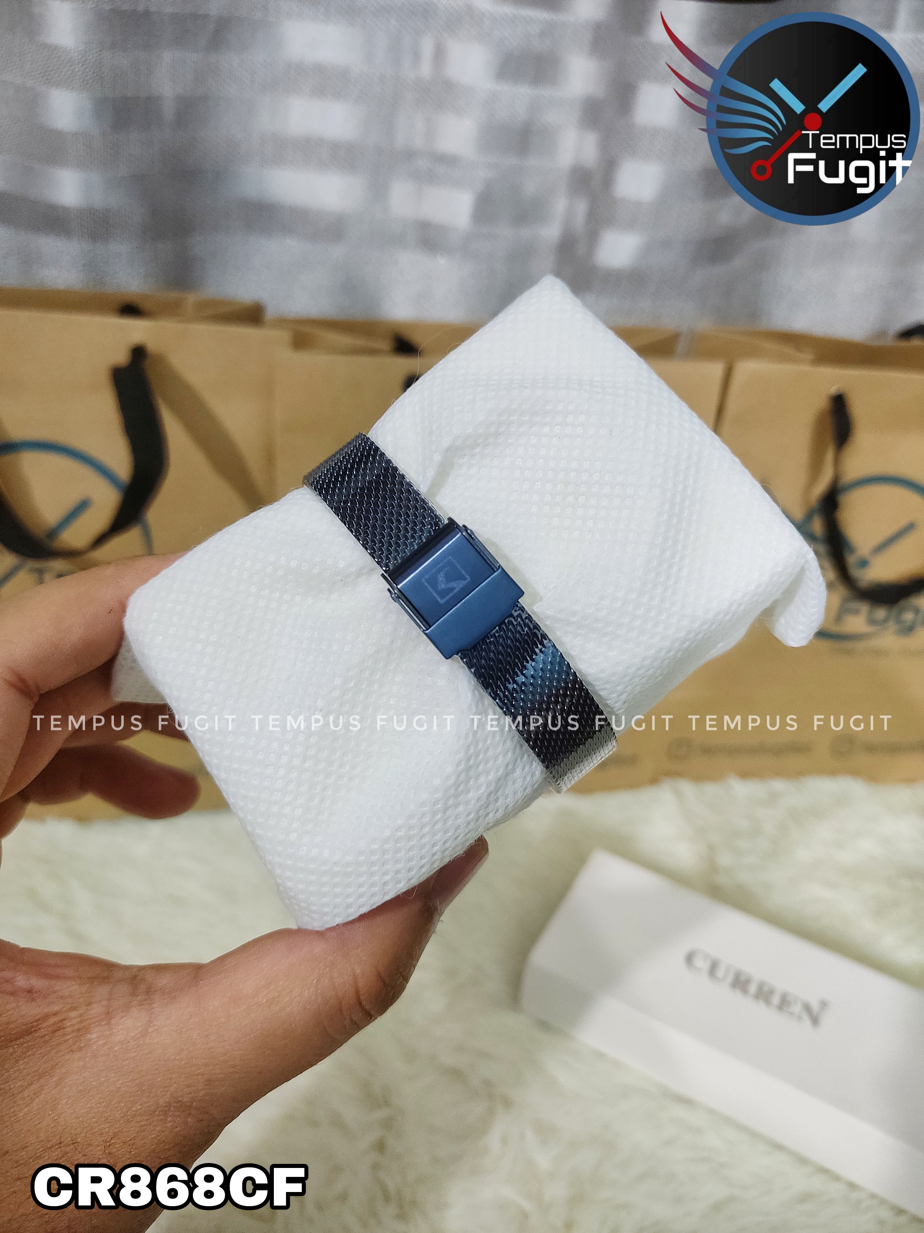 Curren 9031 Ladies Watch- Blue Dial- Rose Golden Bezel- Blue Mesh Chain -TF Code- CR868CF_img_6