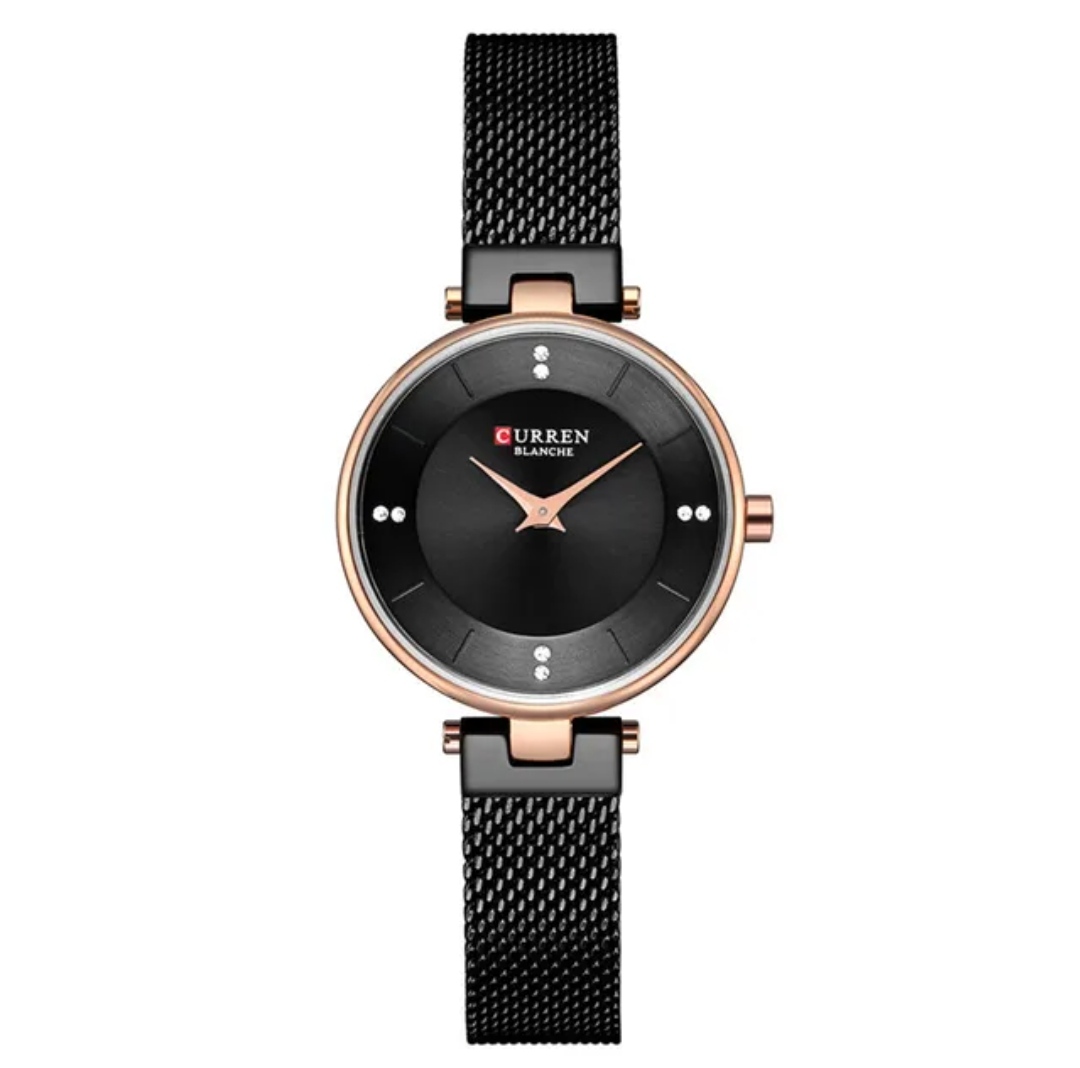 Curren 9031 Ladies Watch- Black Dial- Rose Golden Bezel- Black Mesh Chain -TF Code- CR867CF_img_0