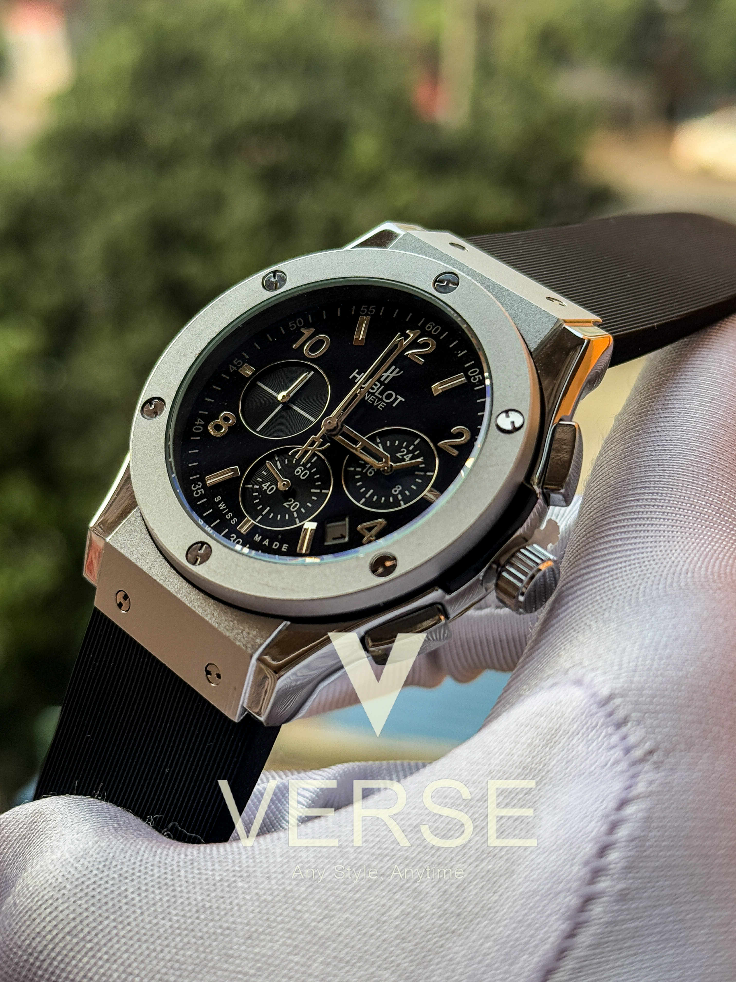 Hublot BB black belt silver case