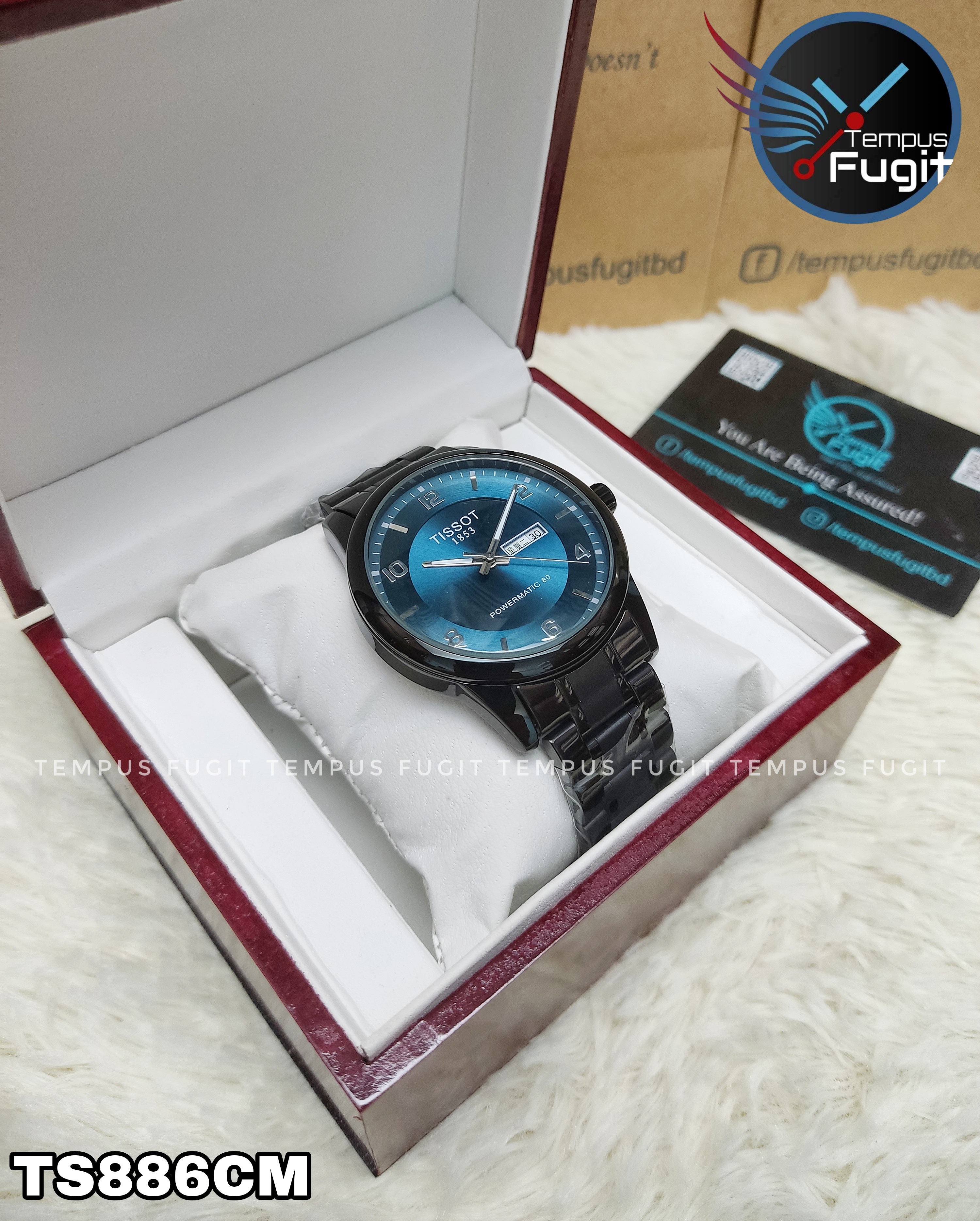 TISSOT Powermatic Replica Gents Watch- Blue Dial- Black Bezel- Black Chain- TF Code TS886CM_img_1