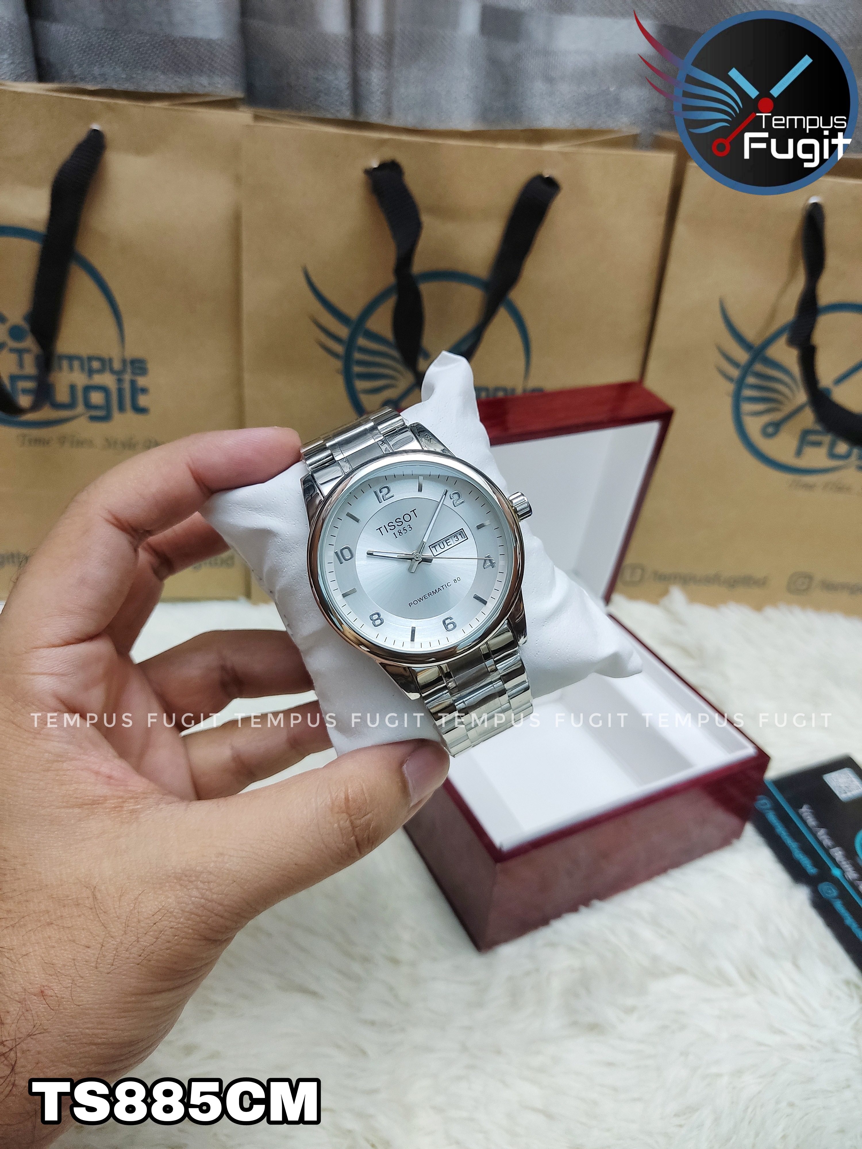 TISSOT Powermatic Replica Gents Watch- Silver Dial- Silver Bezel- Silver Chain- TF Code TS885CM_img_0