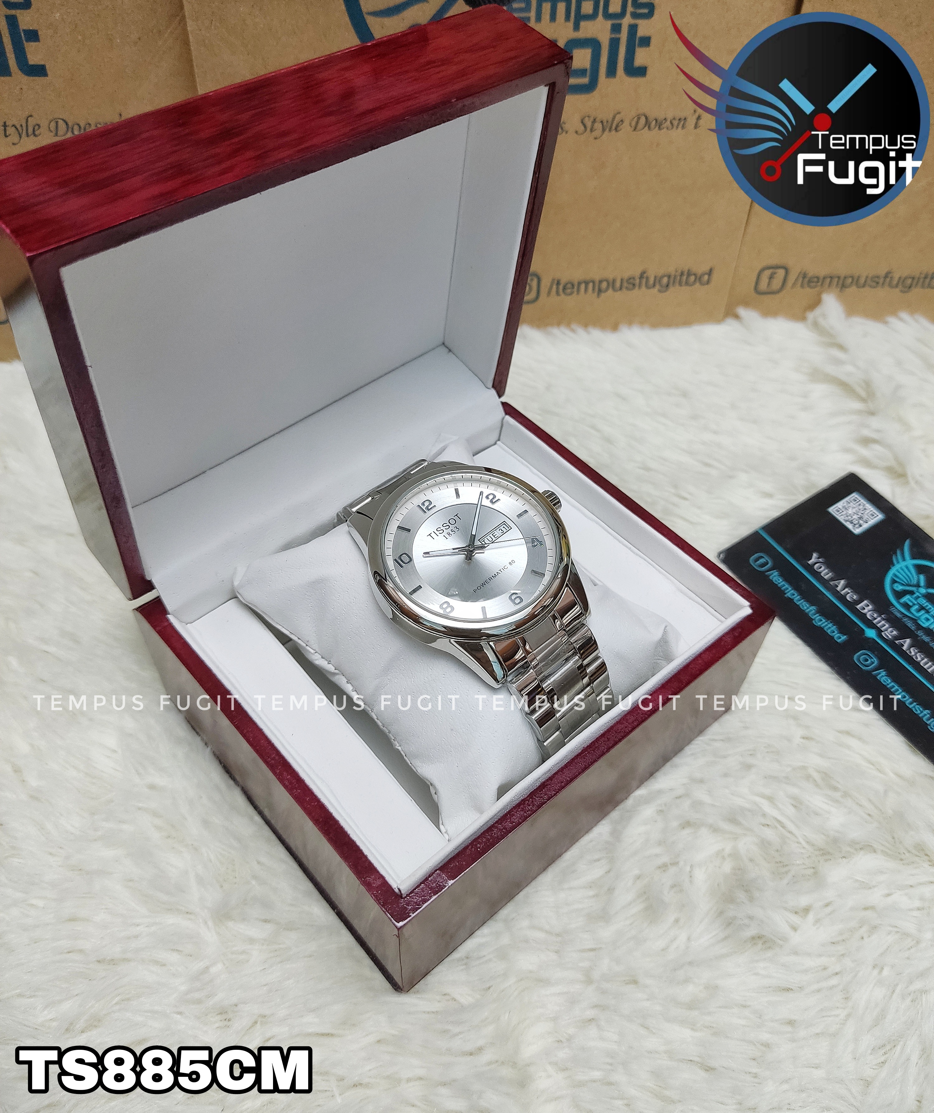 TISSOT Powermatic Replica Gents Watch- Silver Dial- Silver Bezel- Silver Chain- TF Code TS885CM_img_1