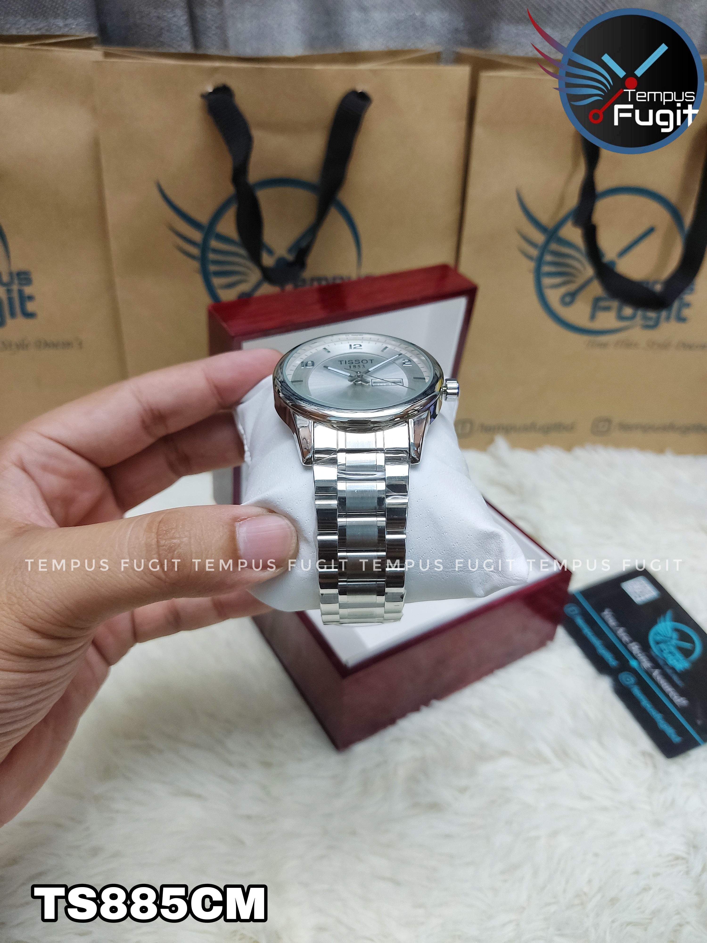 TISSOT Powermatic Replica Gents Watch- Silver Dial- Silver Bezel- Silver Chain- TF Code TS885CM_img_2