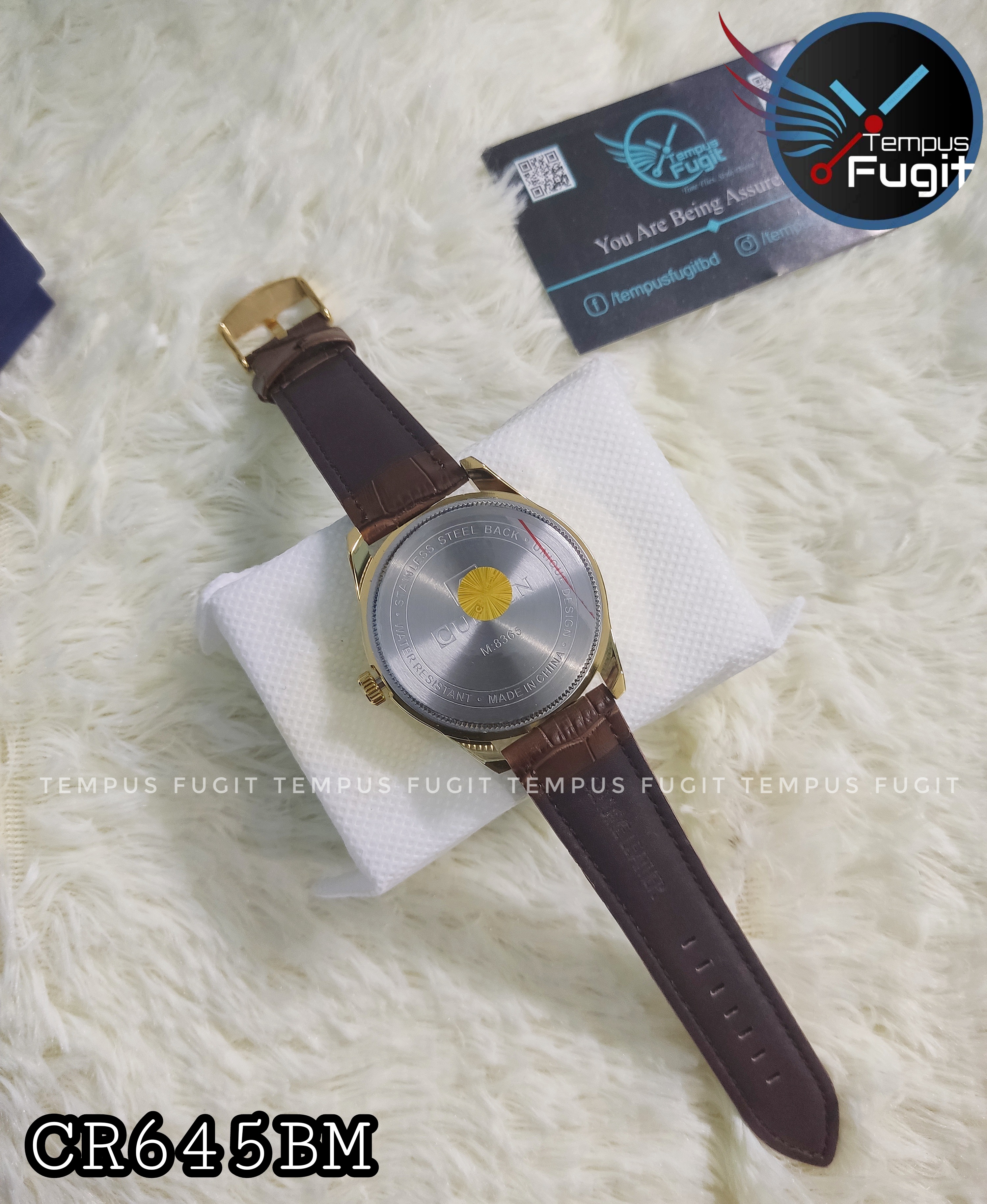Curren 8365 Leather Gents Watch- Silver Dial- Golden Bezel- Coffee Belt- TF Code CR645BM_img_7