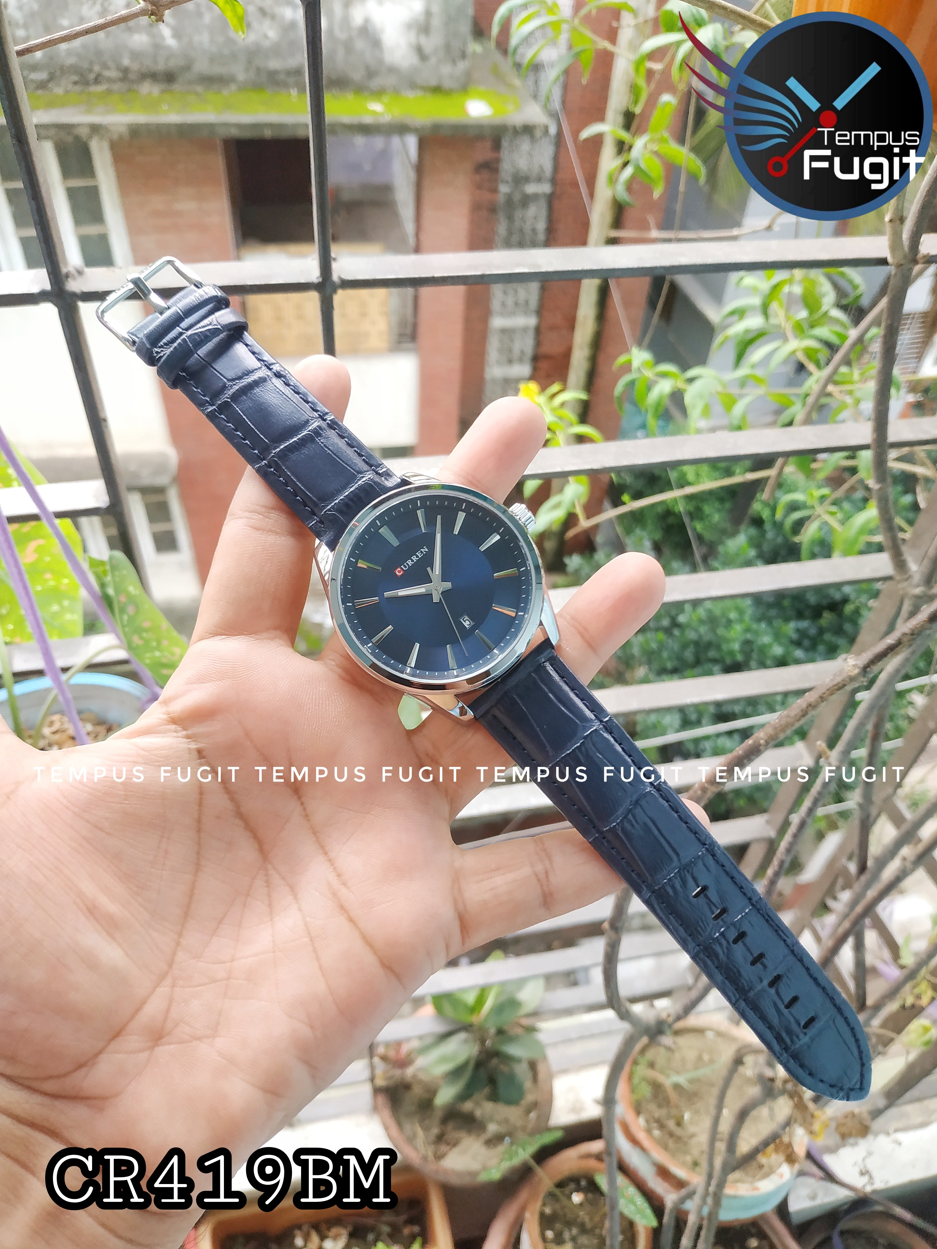 Curren 8365 Leather Gents Watch- Blue Dial- Silver Bezel- Blue Belt- TF Code CR419BM_img_3