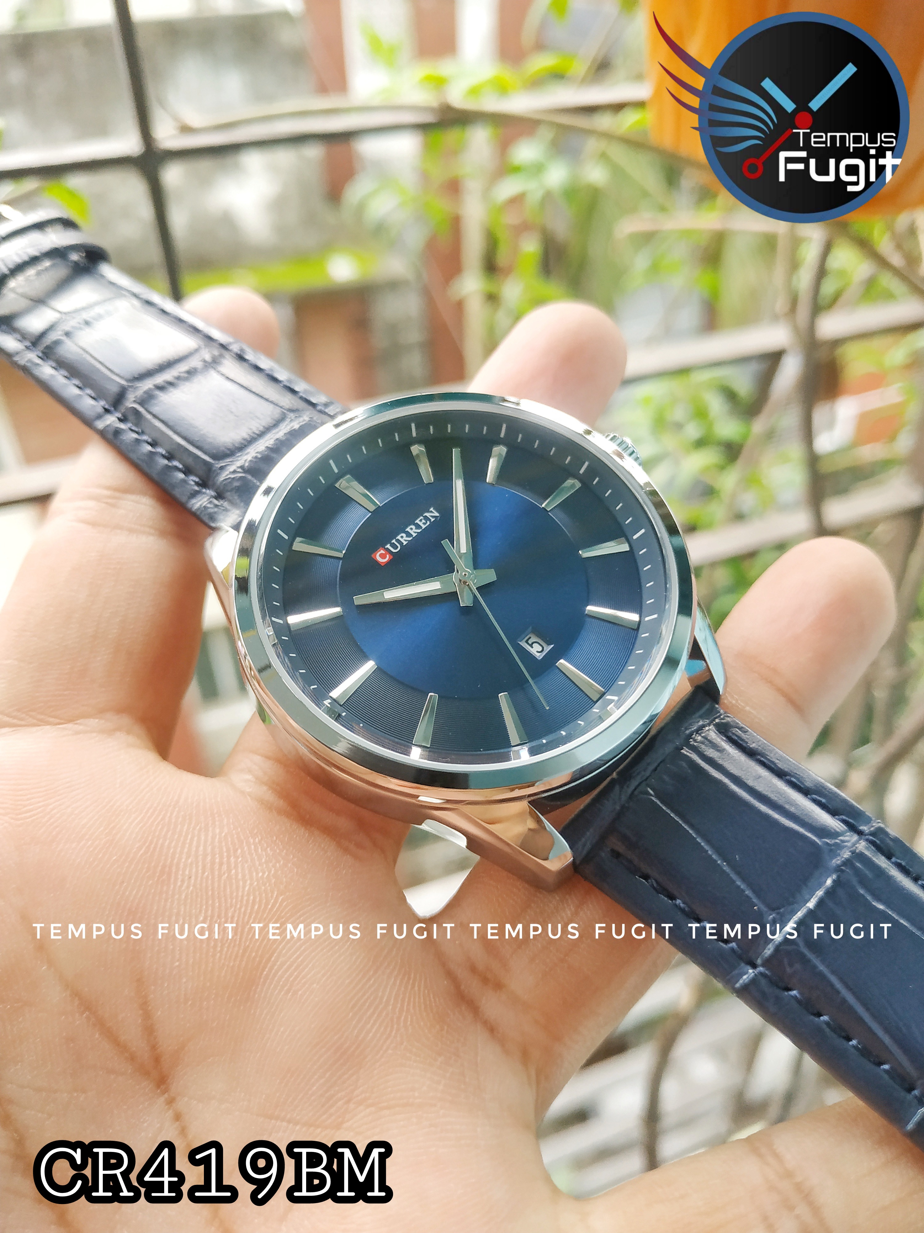 Curren 8365 Leather Gents Watch- Blue Dial- Silver Bezel- Blue Belt- TF Code CR419BM_img_4