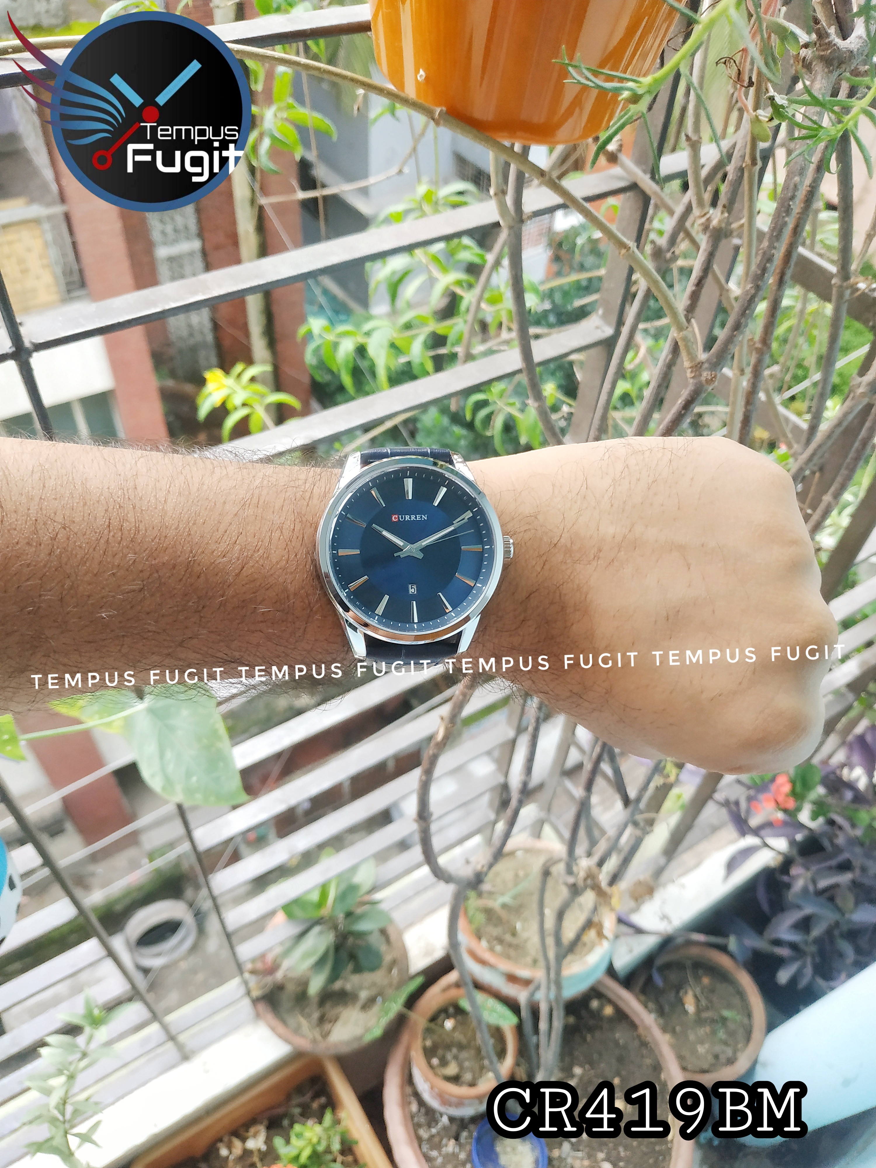 Curren 8365 Leather Gents Watch- Blue Dial- Silver Bezel- Blue Belt- TF Code CR419BM_img_5