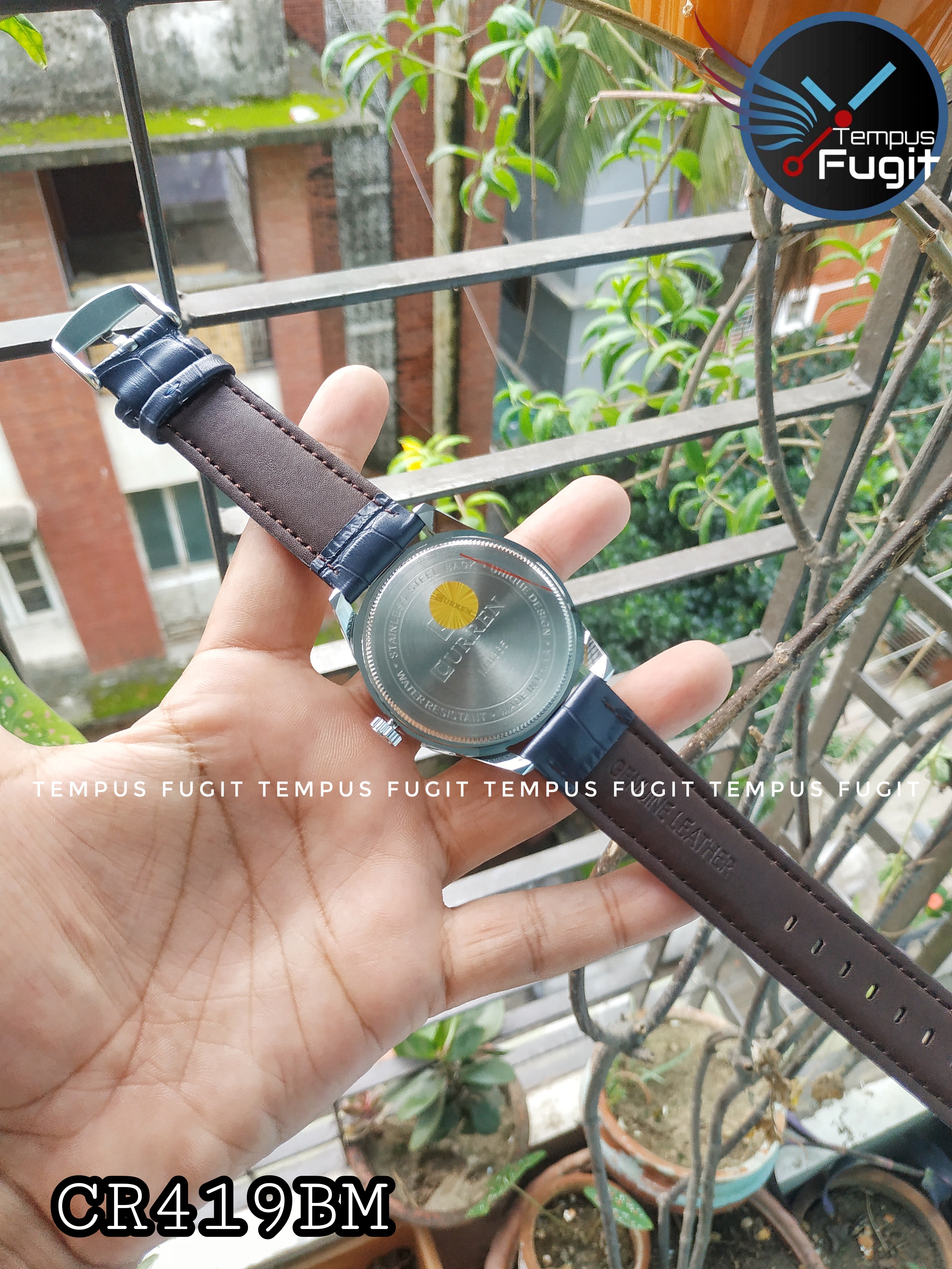 Curren 8365 Leather Gents Watch- Blue Dial- Silver Bezel- Blue Belt- TF Code CR419BM_img_6