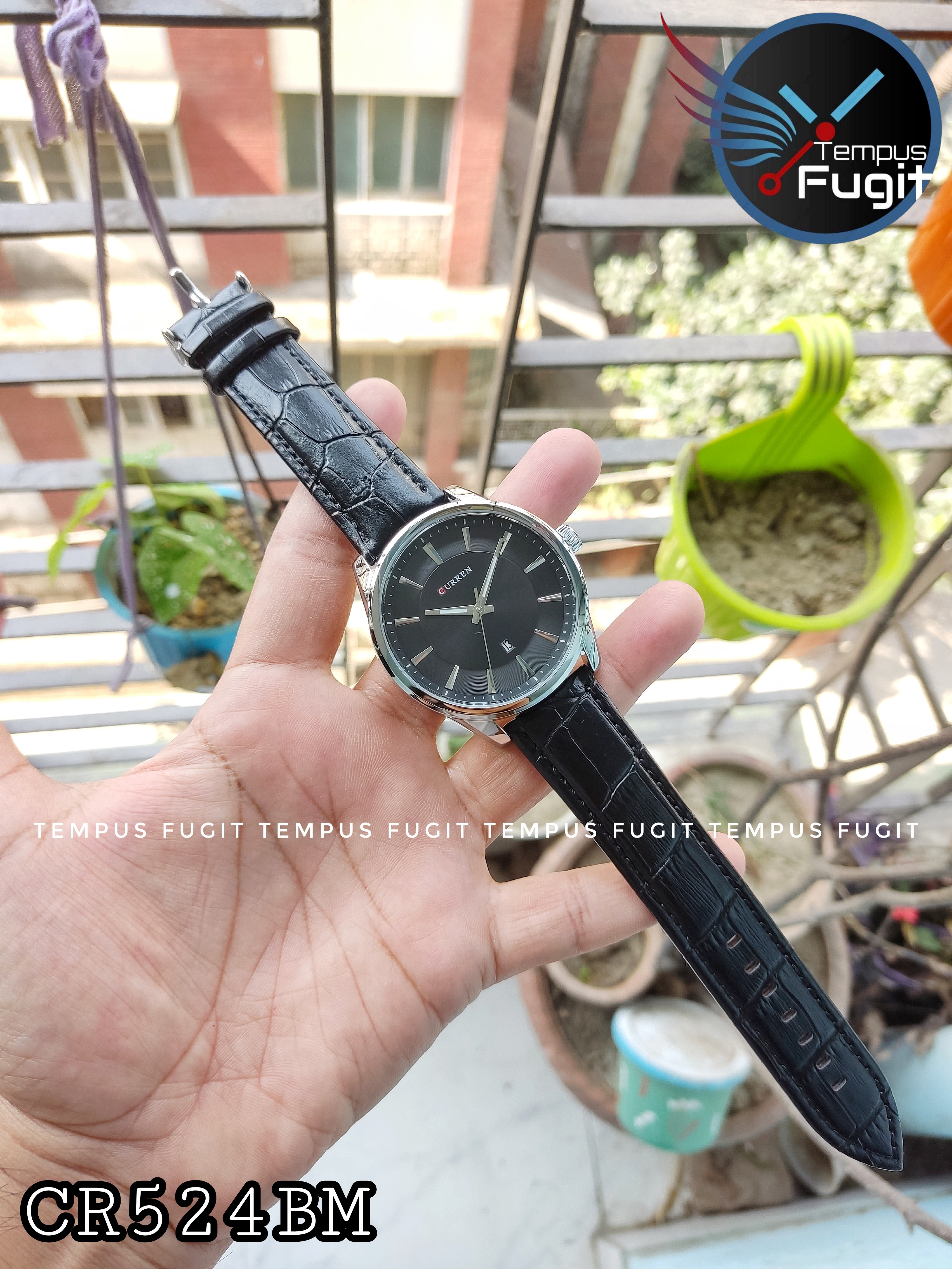 Curren 8365 Leather Gents Watch- Black Dial- Silver Bezel- Black Belt- TF Code CR524BM_img_2