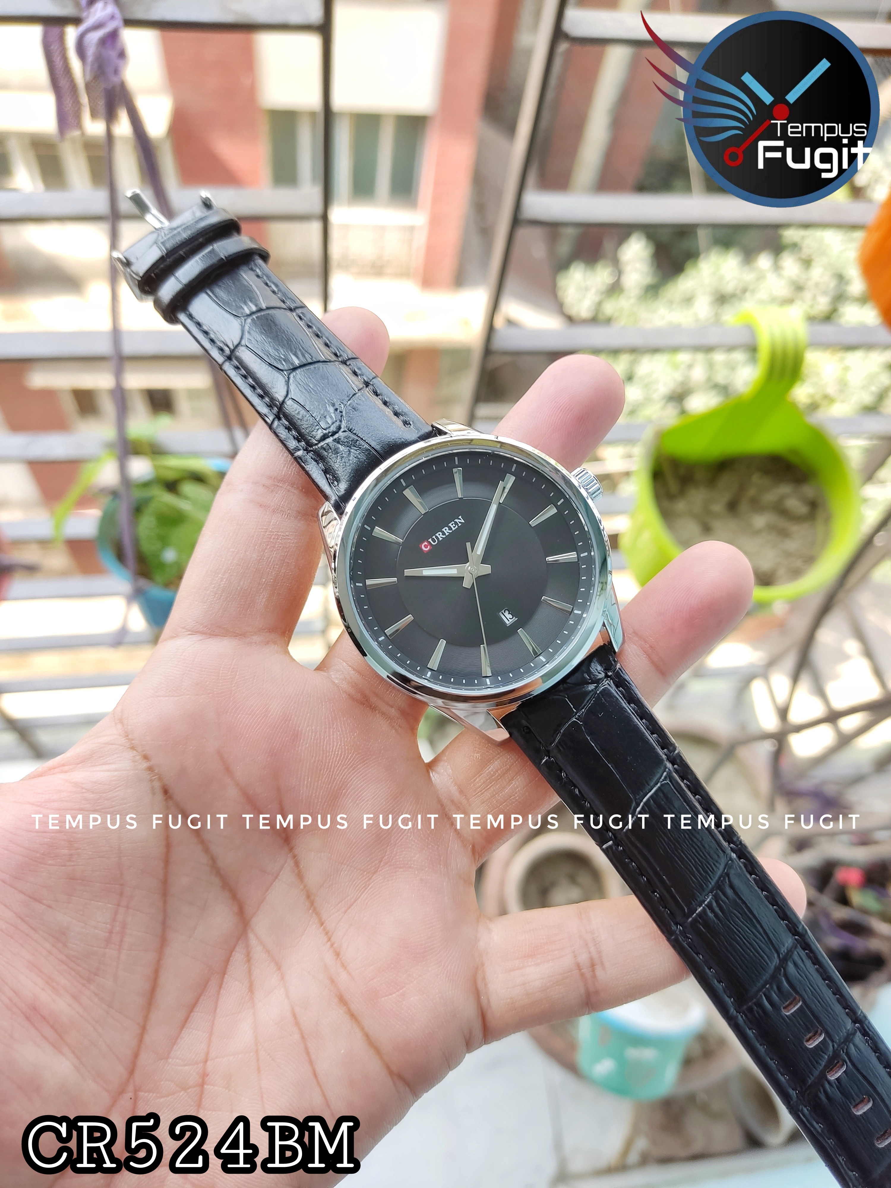 Curren 8365 Leather Gents Watch- Black Dial- Silver Bezel- Black Belt- TF Code CR524BM_img_3