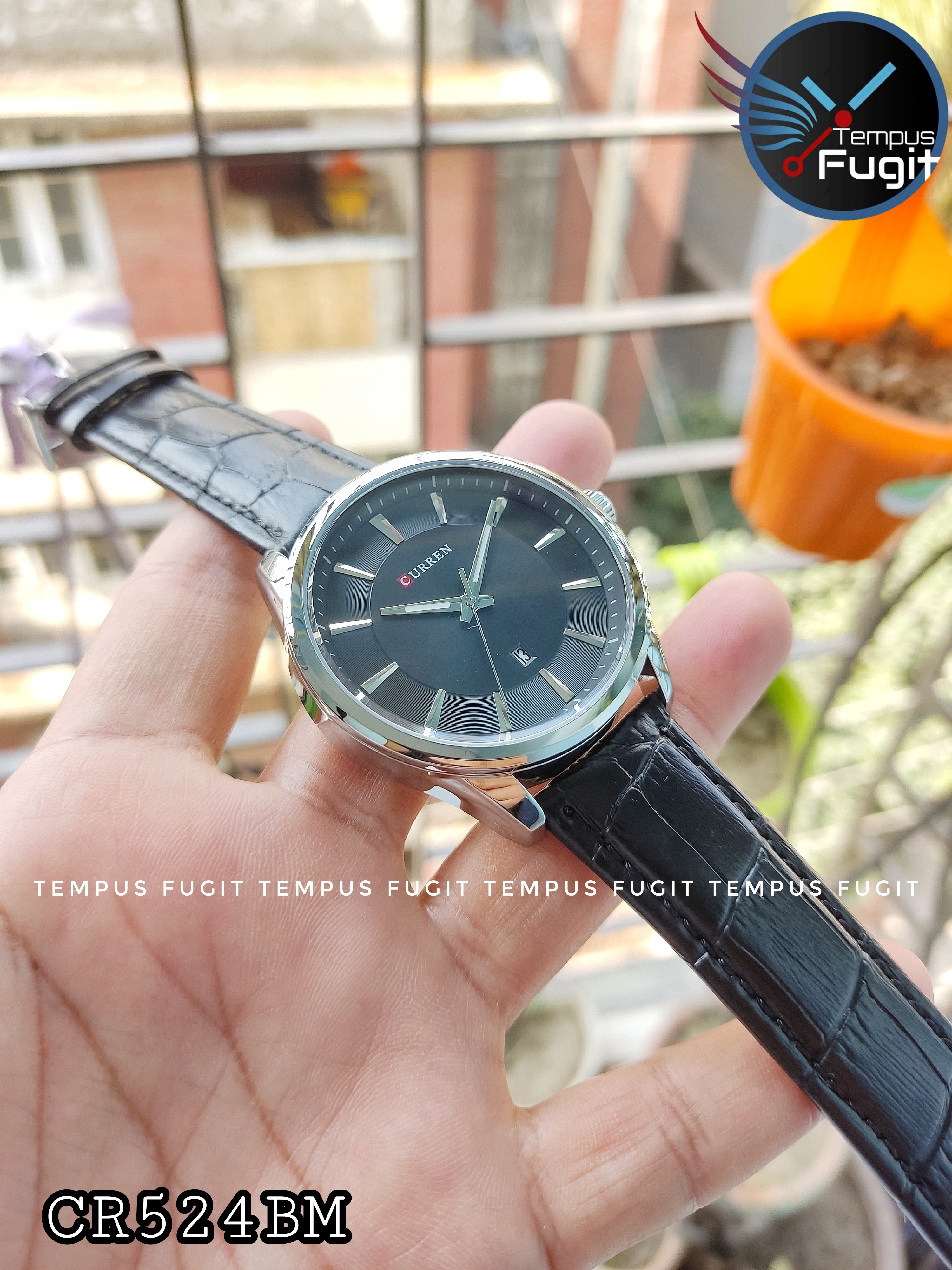 Curren 8365 Leather Gents Watch- Black Dial- Silver Bezel- Black Belt- TF Code CR524BM_img_4