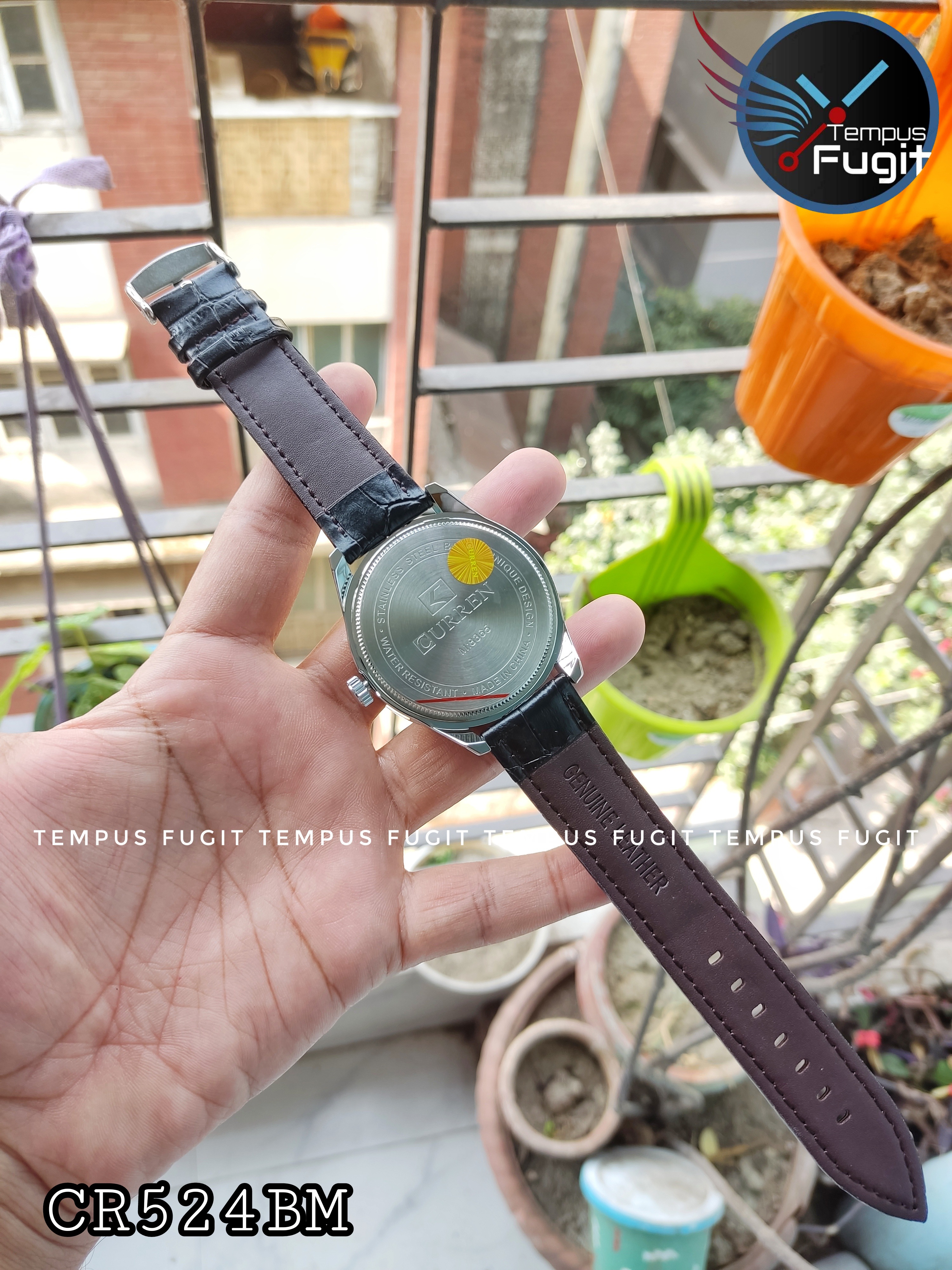 Curren 8365 Leather Gents Watch- Black Dial- Silver Bezel- Black Belt- TF Code CR524BM_img_6