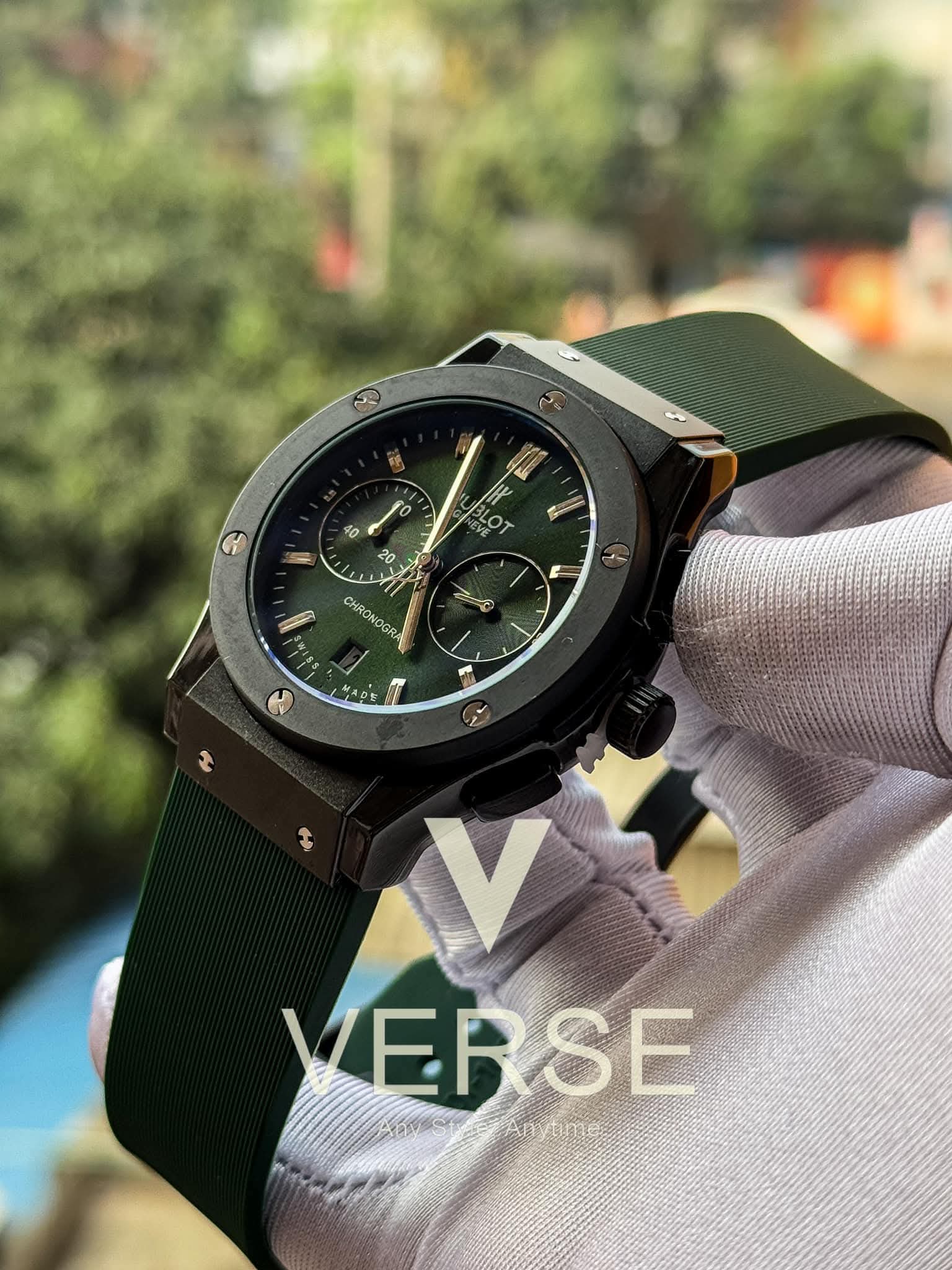 Hublot classic fusion green belt black case
