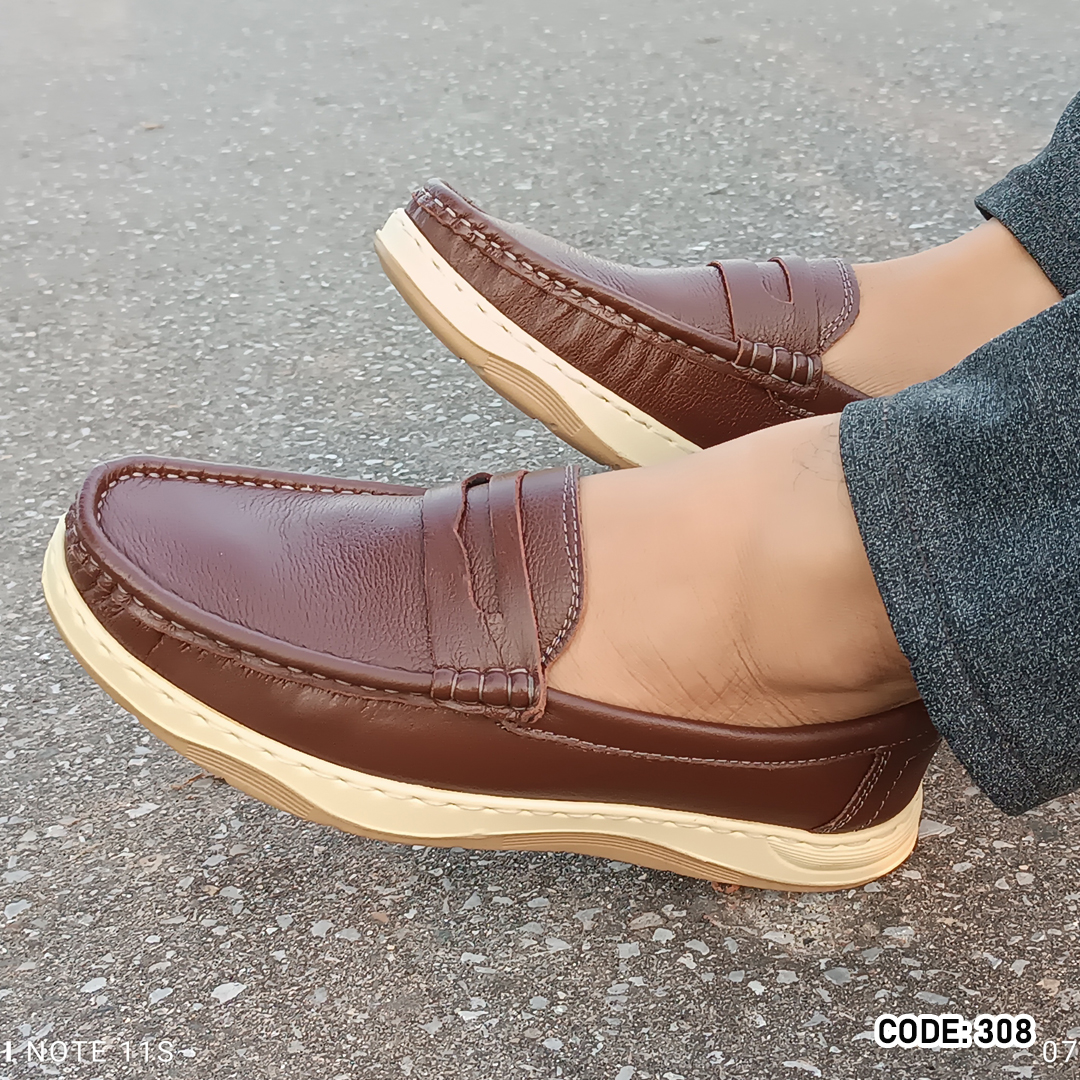 Genuine cow Leather Light Weight Casual Shoes - 308