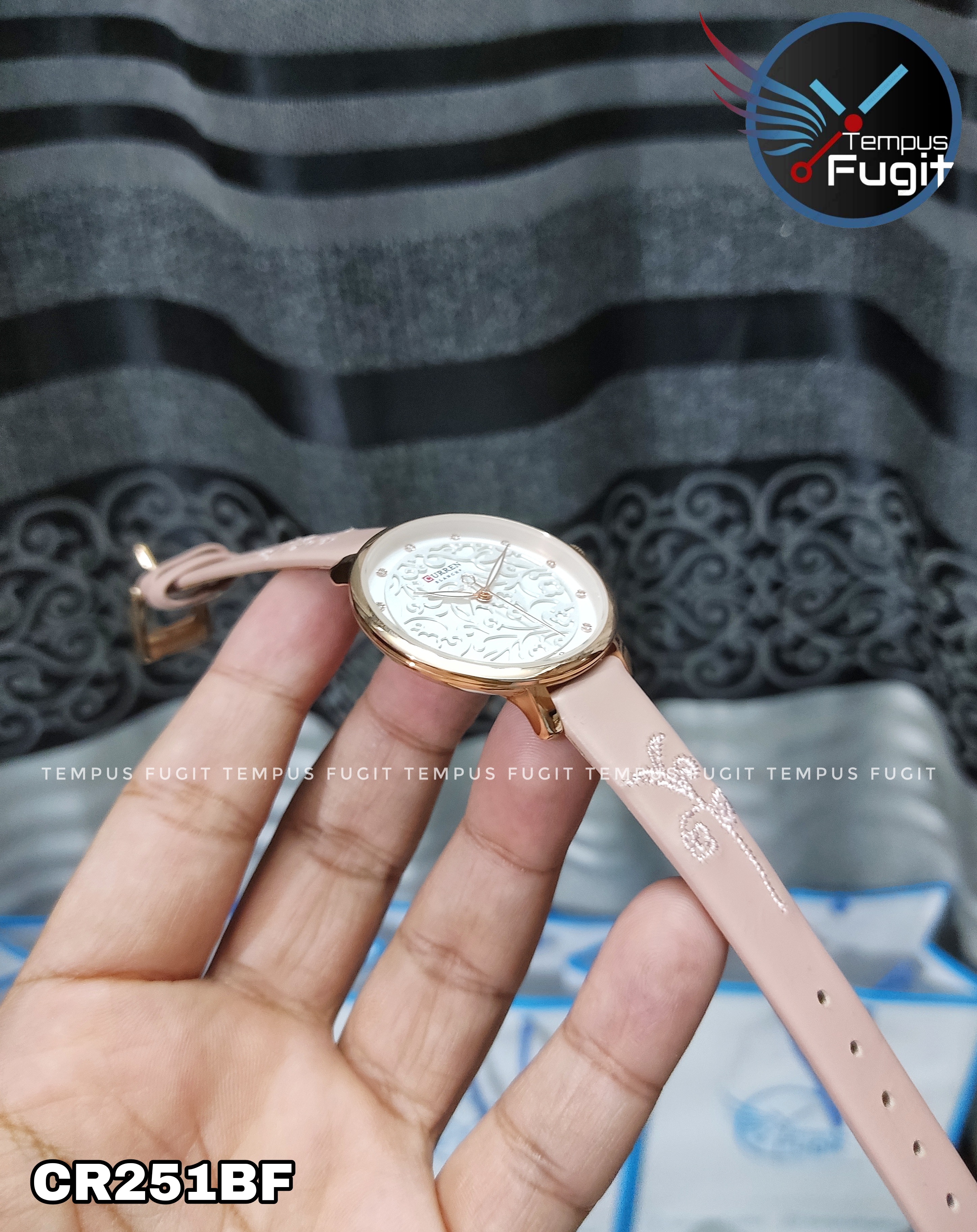 Curren 9046 Leather Ladies Watch - White Dial- Rose Golden Bezel- Pink Belt- TF Code CR251BF_img_5