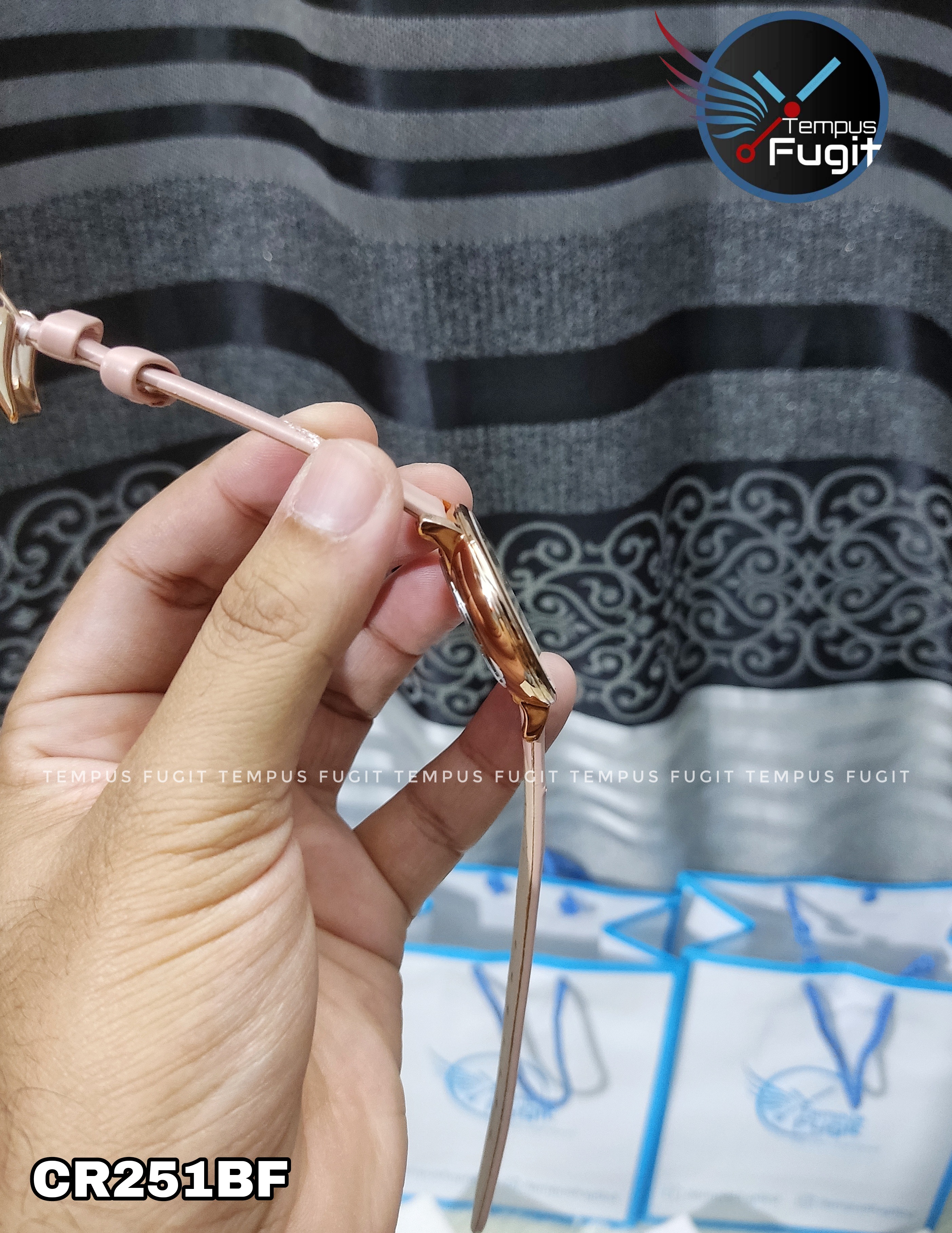 Curren 9046 Leather Ladies Watch - White Dial- Rose Golden Bezel- Pink Belt- TF Code CR251BF_img_6