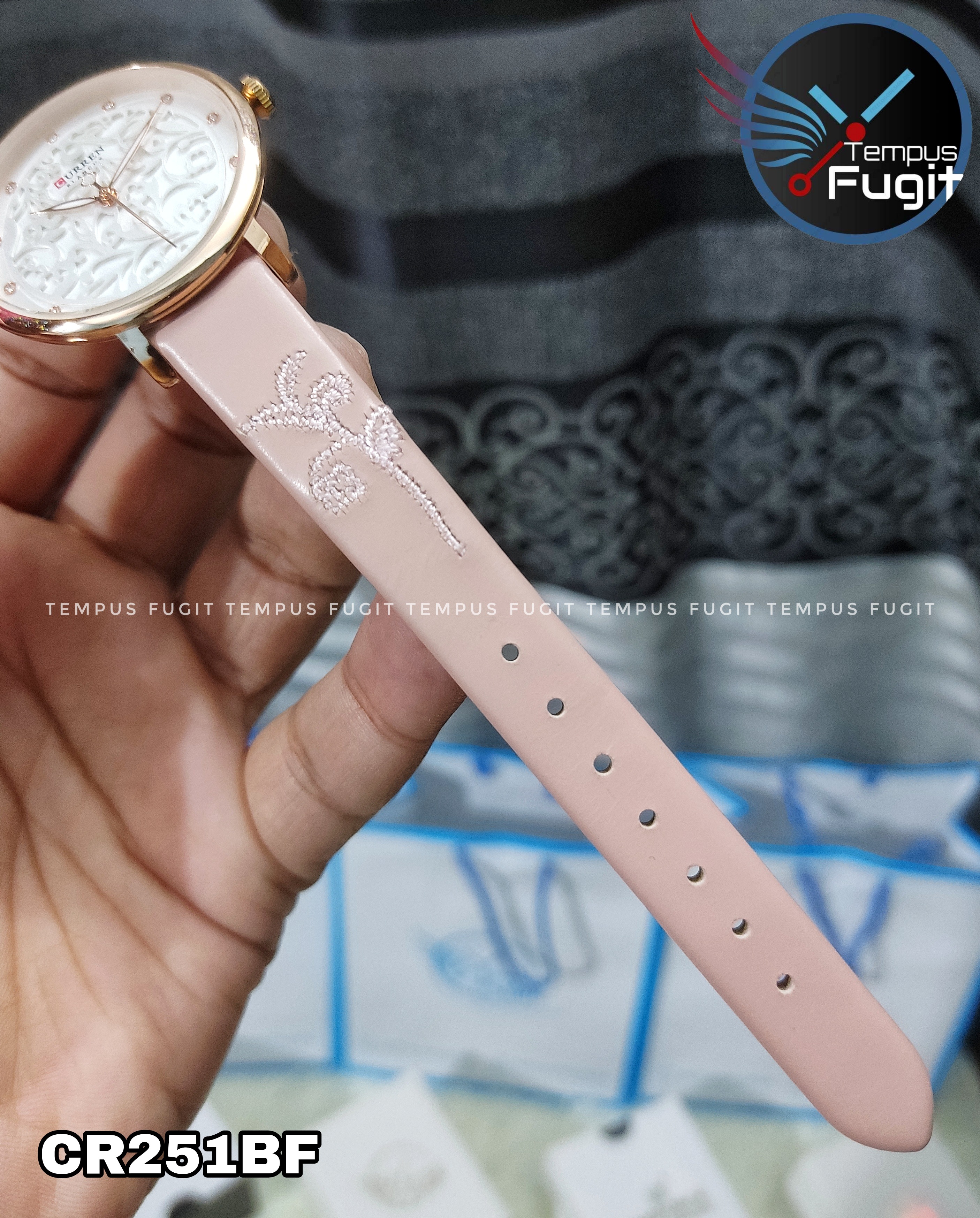 Curren 9046 Leather Ladies Watch - White Dial- Rose Golden Bezel- Pink Belt- TF Code CR251BF_img_7