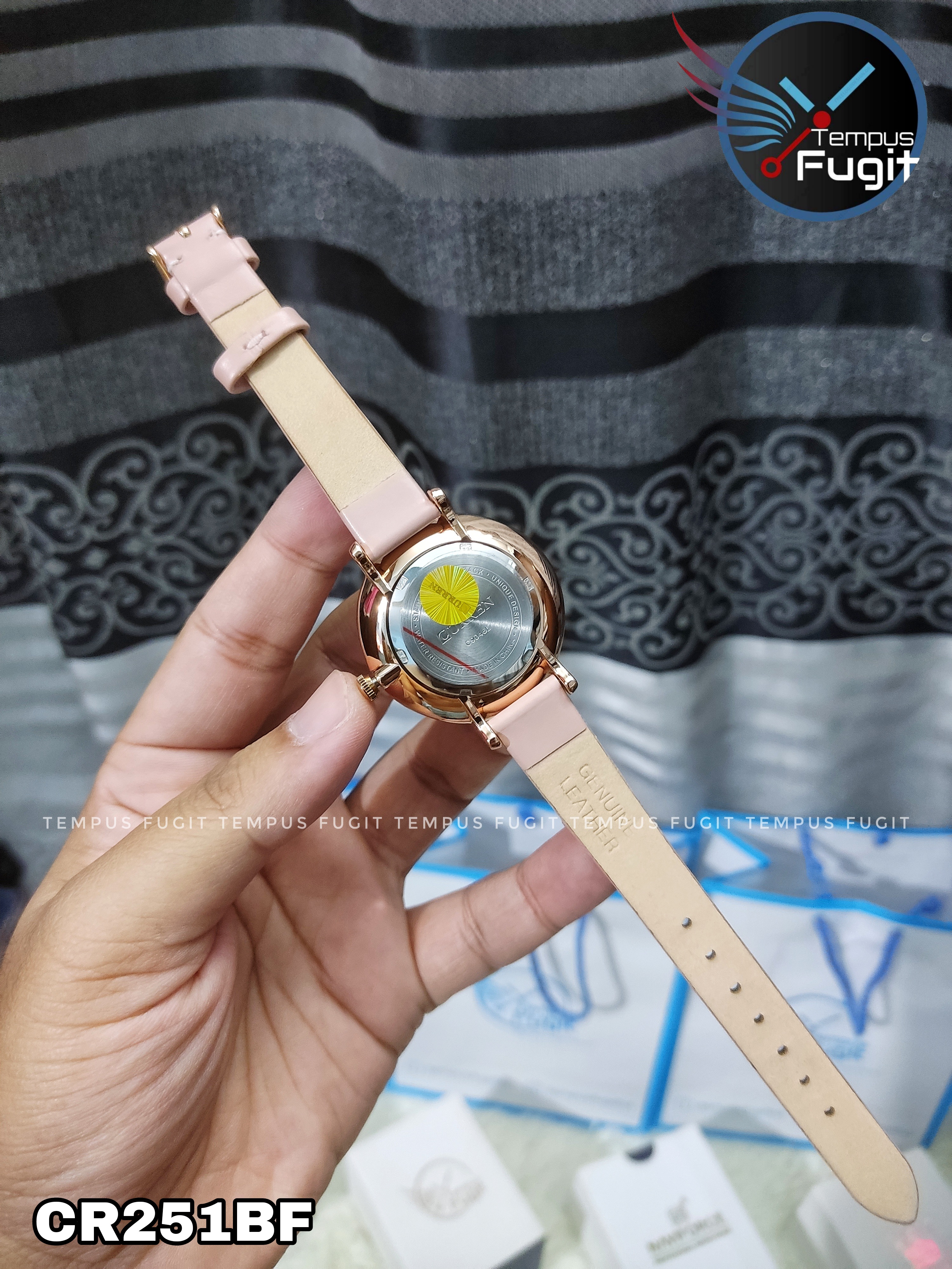 Curren 9046 Leather Ladies Watch - White Dial- Rose Golden Bezel- Pink Belt- TF Code CR251BF_img_8