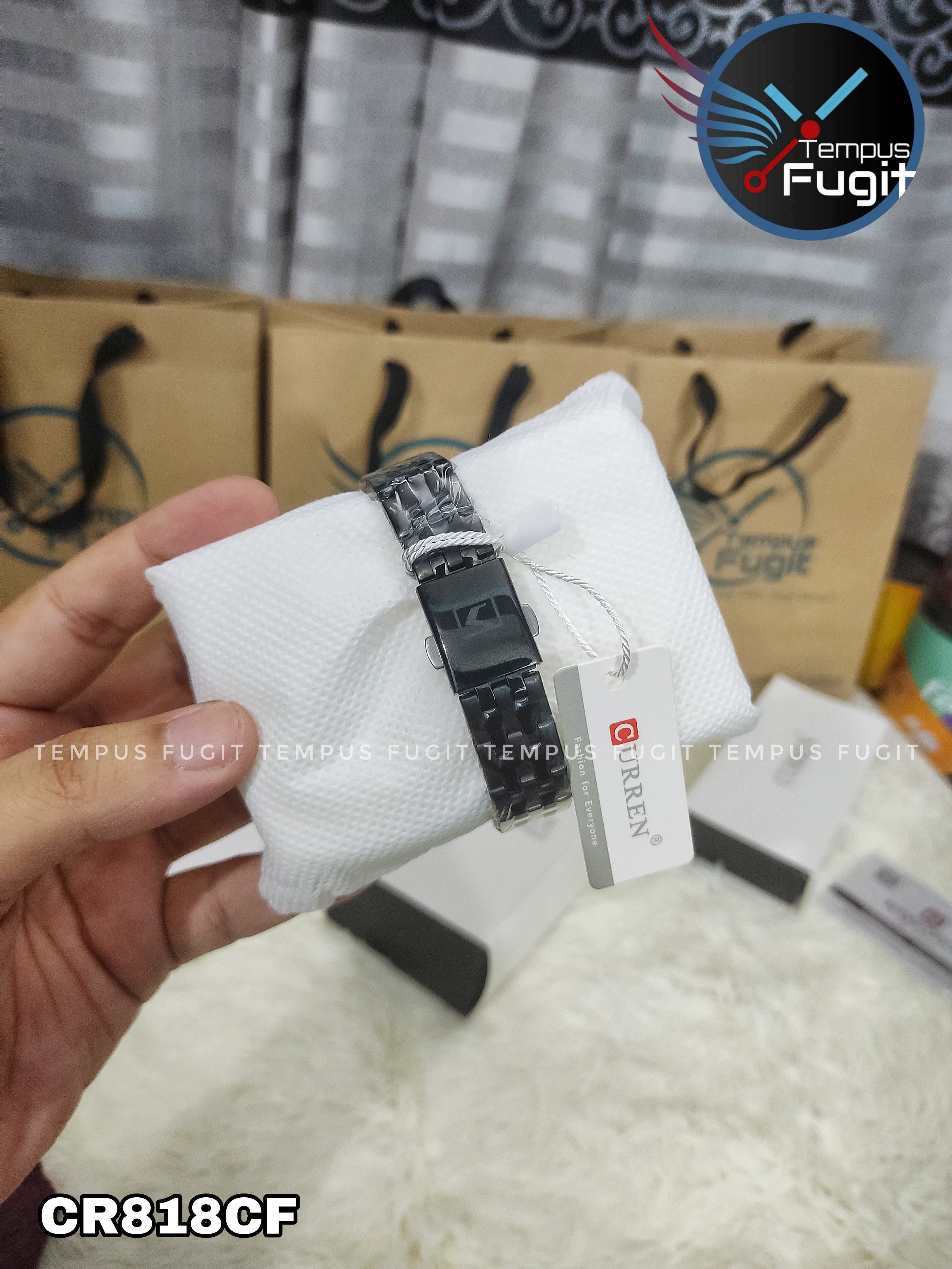 Curren 9046 Ladies Watch - Black Dial- Rose Golden Bezel- Black Chain- TF Code CR818CF_img_7