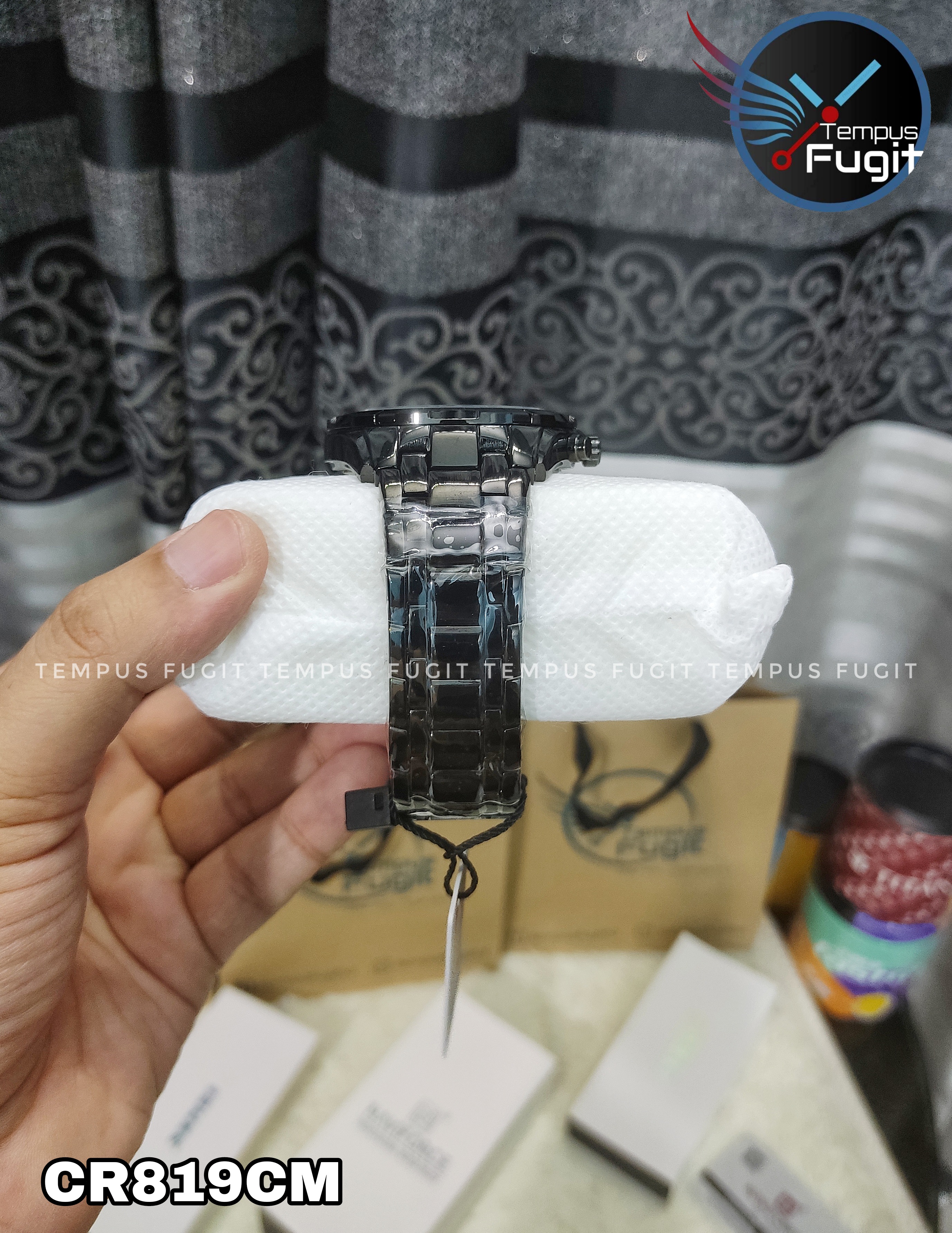 Curren 8023 Gents Watch- Black Dial with Silver Markings- Black Bezel- Black Chain- TF Code CR819CM_img_4