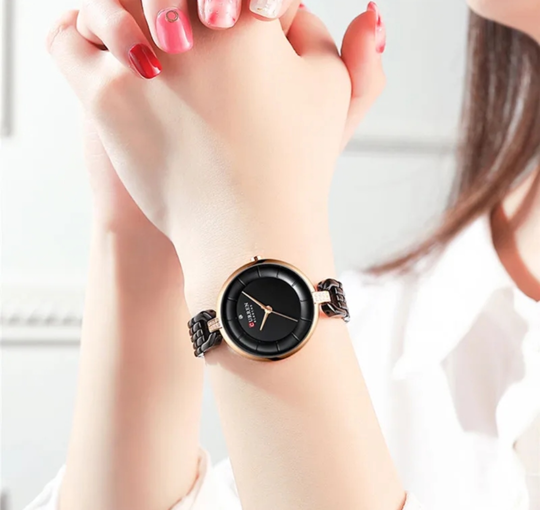 Curren 9052 Ladies Watch - Black Dial- Rose Golden Bezel- Black Chain- TF Code CR304CF_img_1