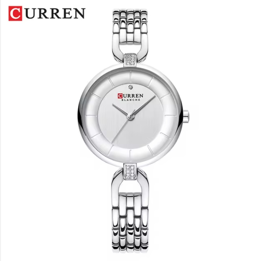 Curren 9052 Ladies Watch - Silver Dial- Silver Bezel- Silver Chain- TF Code CR213CF_img_0