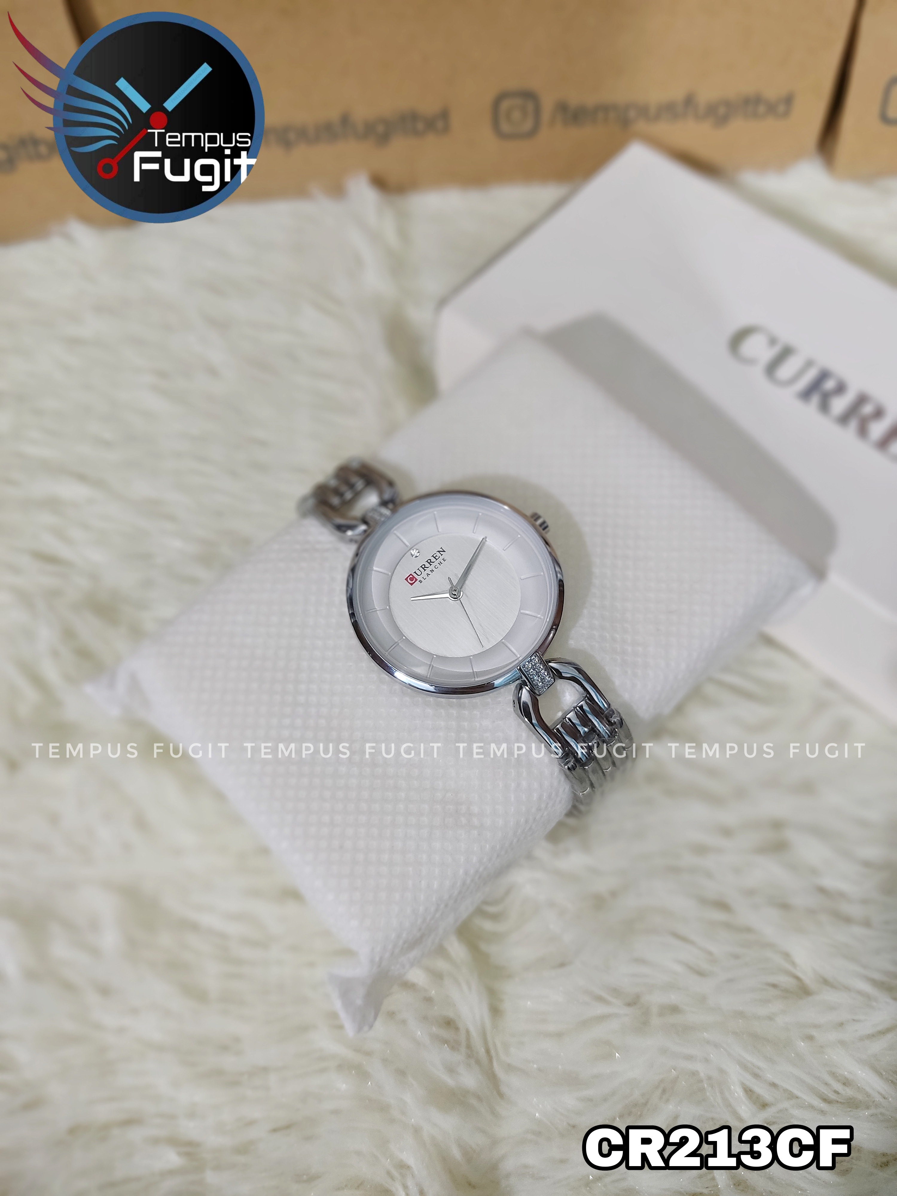 Curren 9052 Ladies Watch - Silver Dial- Silver Bezel- Silver Chain- TF Code CR213CF_img_3