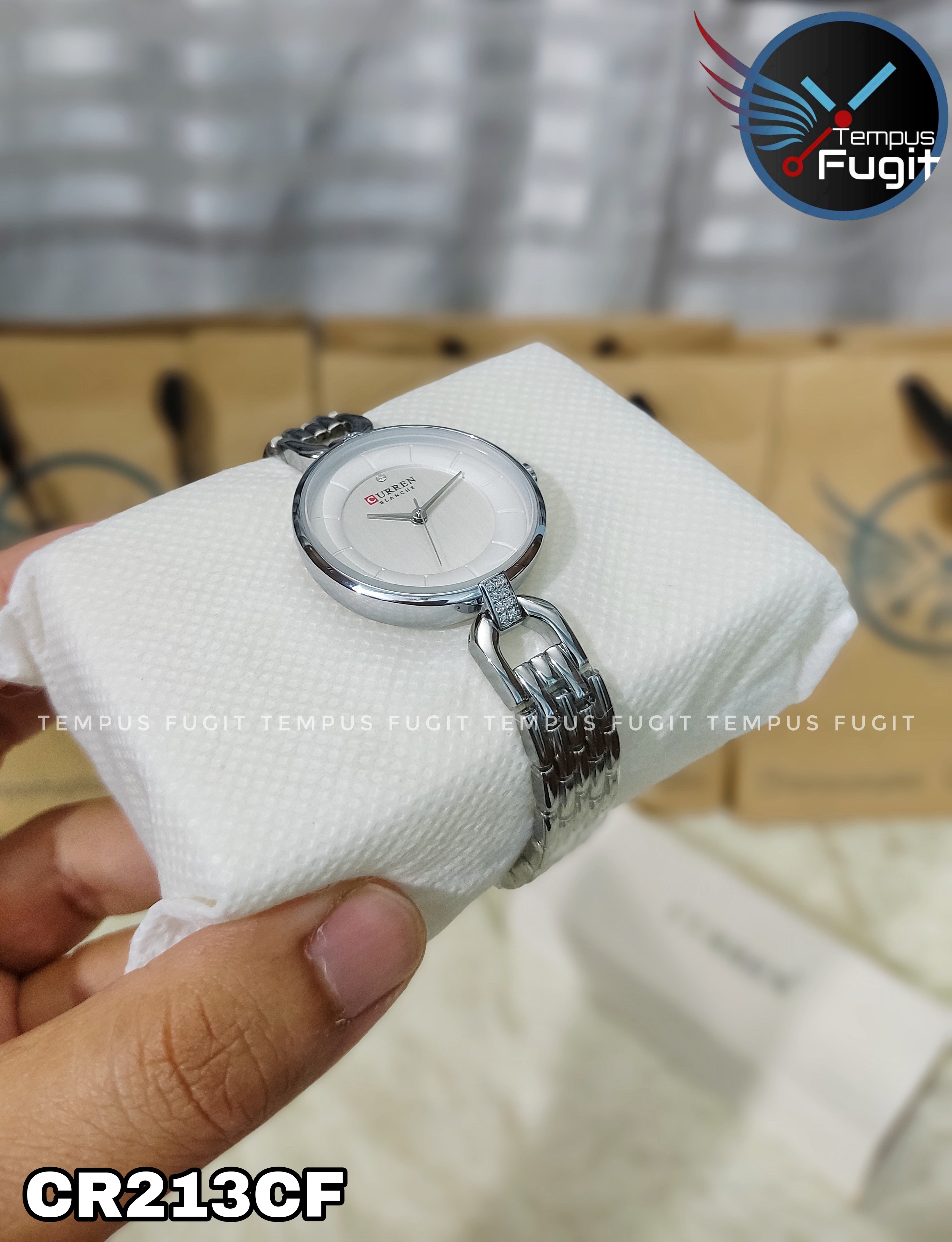 Curren 9052 Ladies Watch - Silver Dial- Silver Bezel- Silver Chain- TF Code CR213CF_img_5