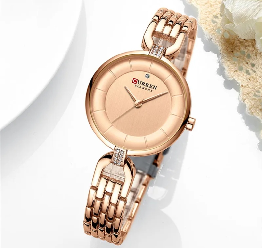 Curren 9052 Ladies Watch - Rose Golden Dial- Rose Golden Bezel- Rose Golden Chain- TF Code CR212CF_img_1