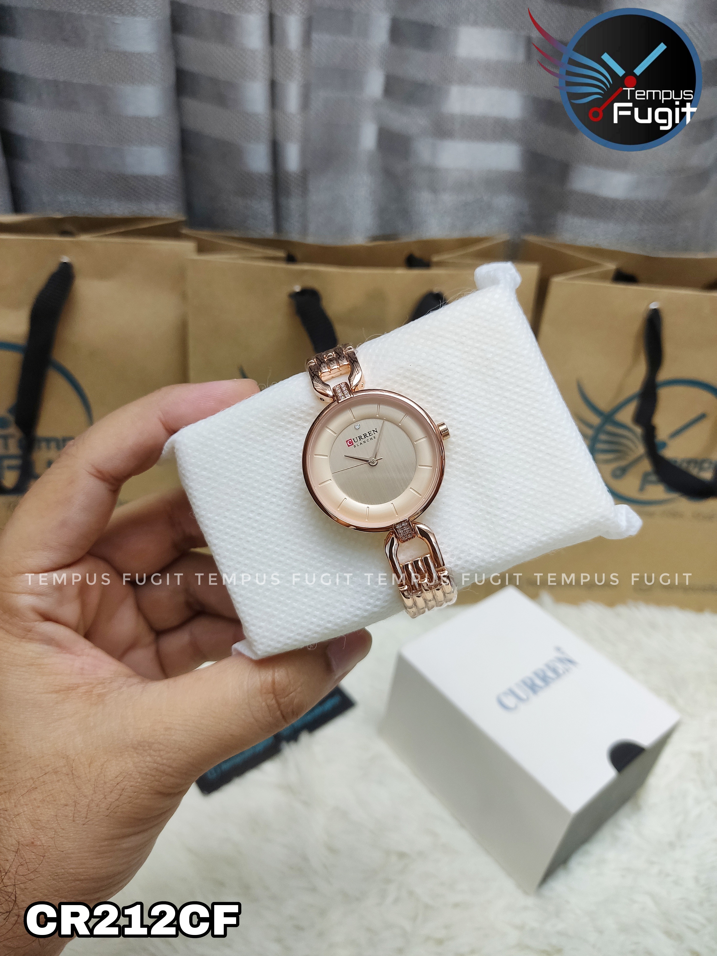Curren 9052 Ladies Watch - Rose Golden Dial- Rose Golden Bezel- Rose Golden Chain- TF Code CR212CF_img_3