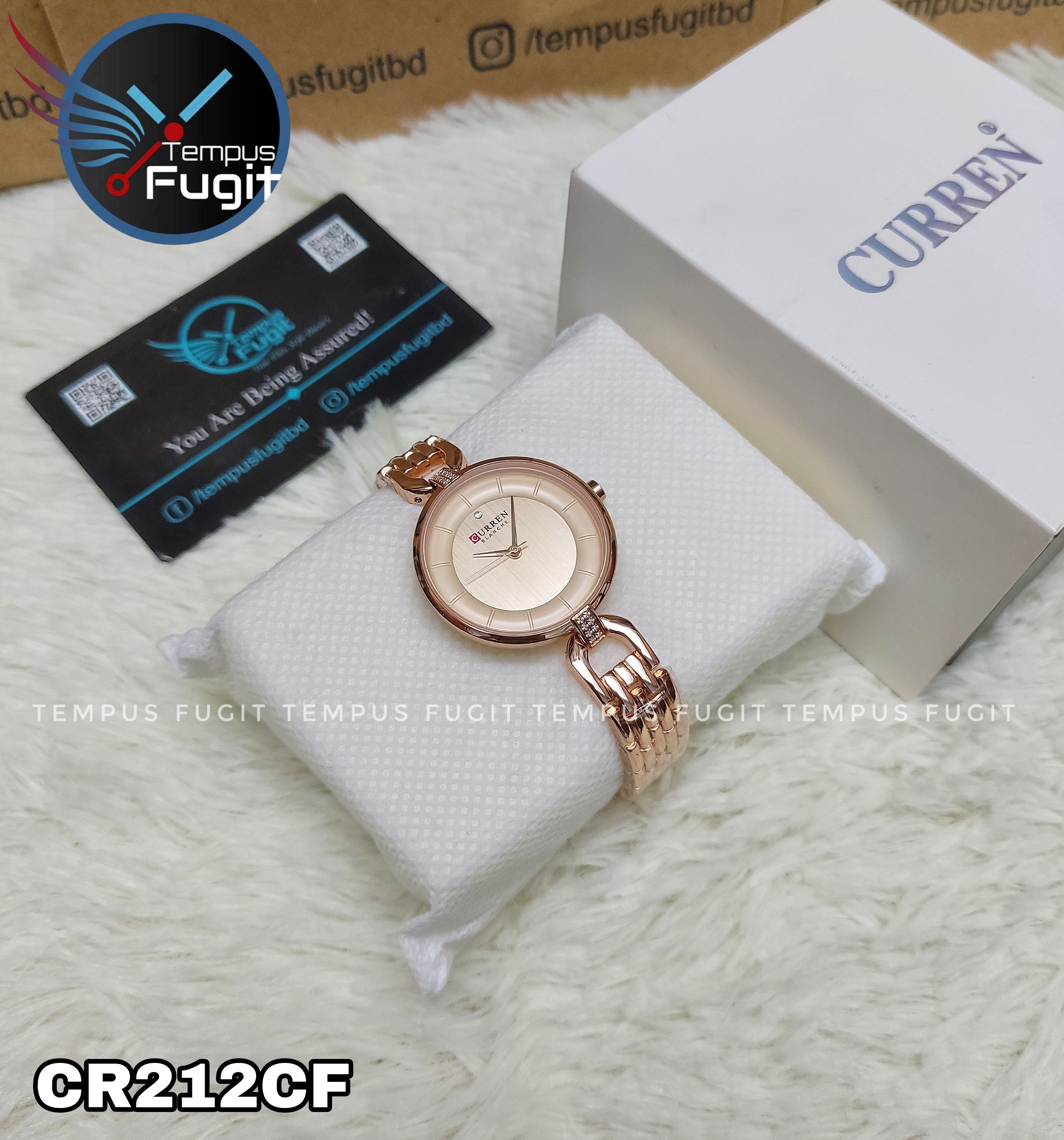 Curren 9052 Ladies Watch - Rose Golden Dial- Rose Golden Bezel- Rose Golden Chain- TF Code CR212CF_img_4