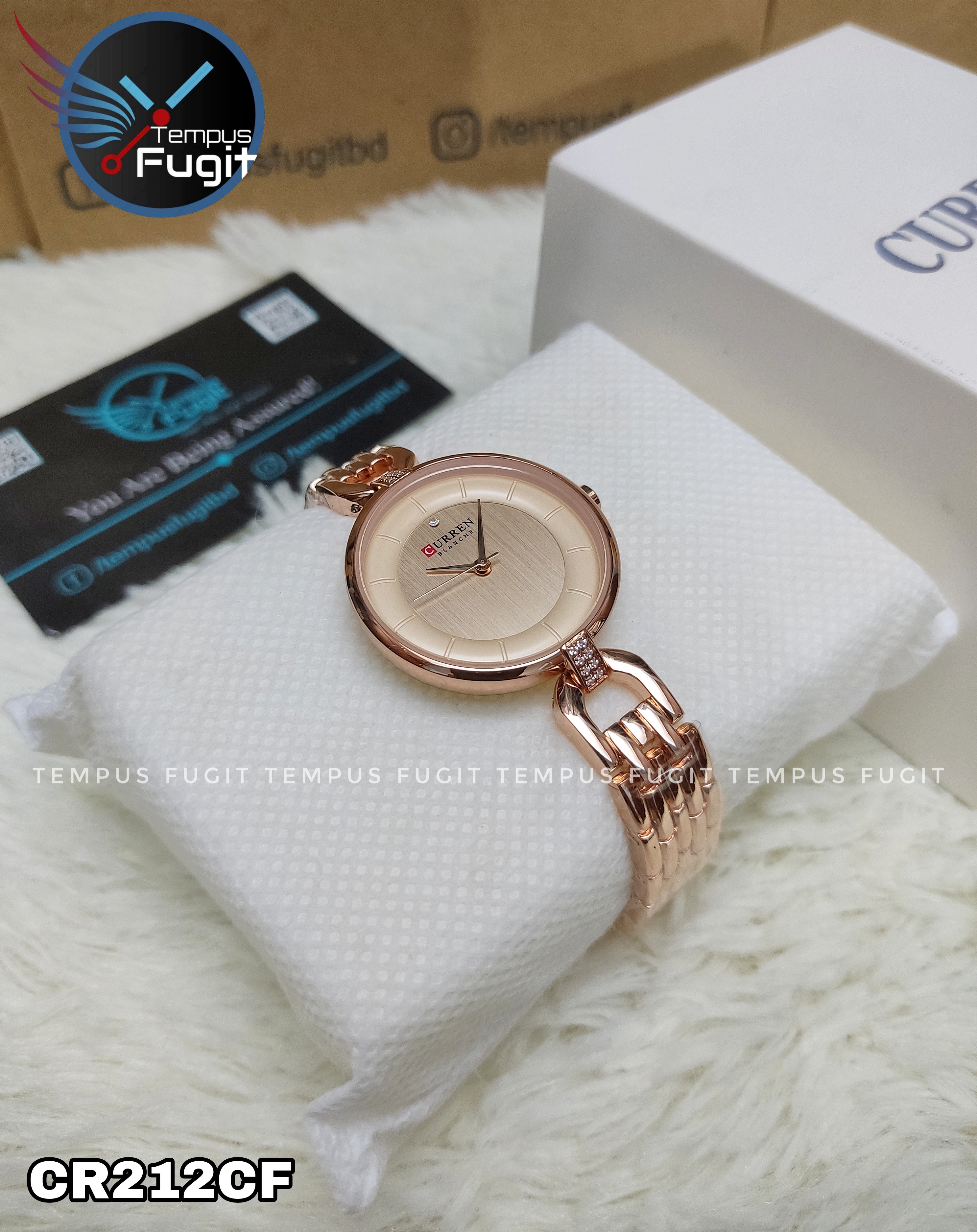 Curren 9052 Ladies Watch - Rose Golden Dial- Rose Golden Bezel- Rose Golden Chain- TF Code CR212CF_img_5