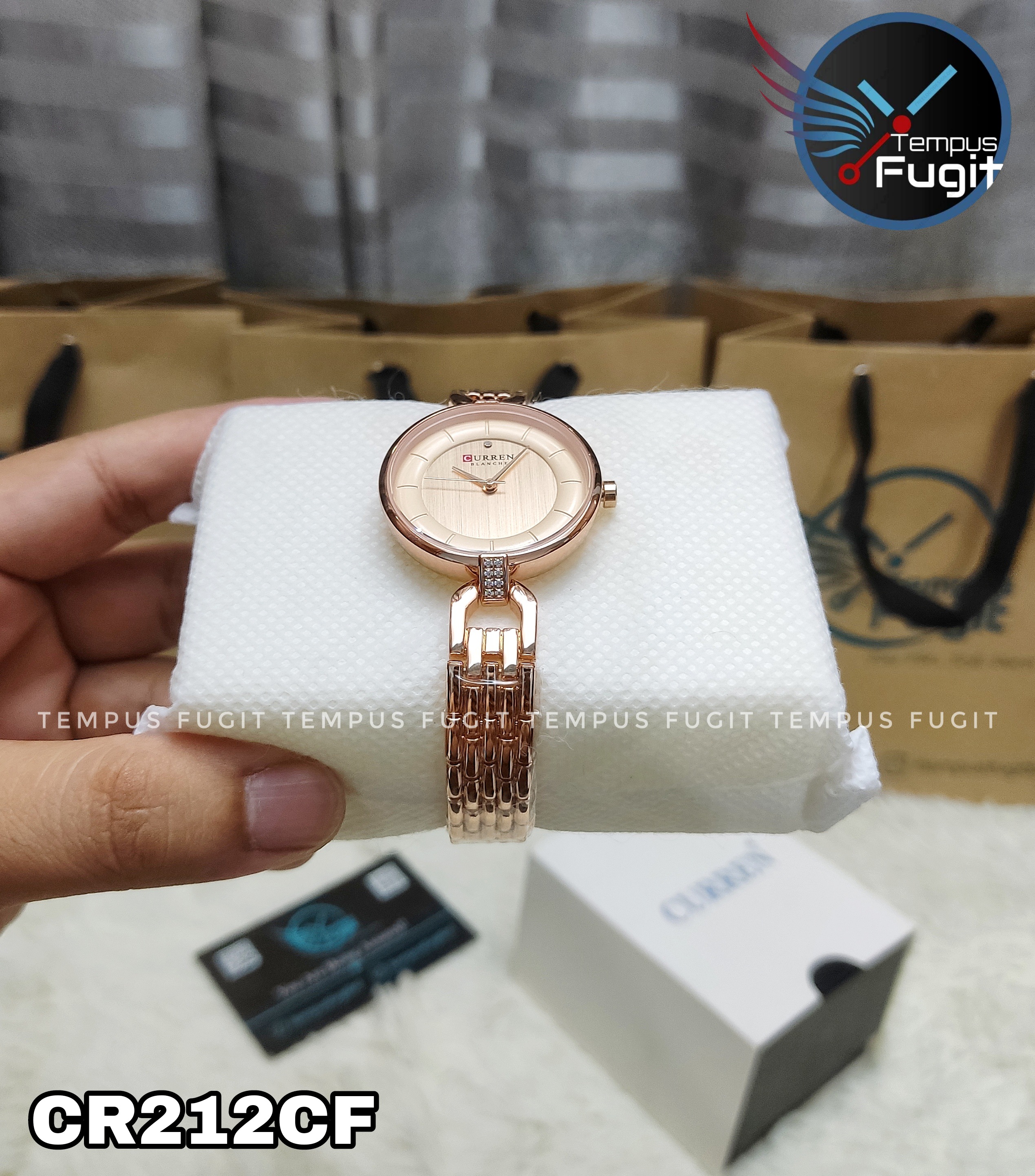 Curren 9052 Ladies Watch - Rose Golden Dial- Rose Golden Bezel- Rose Golden Chain- TF Code CR212CF_img_6