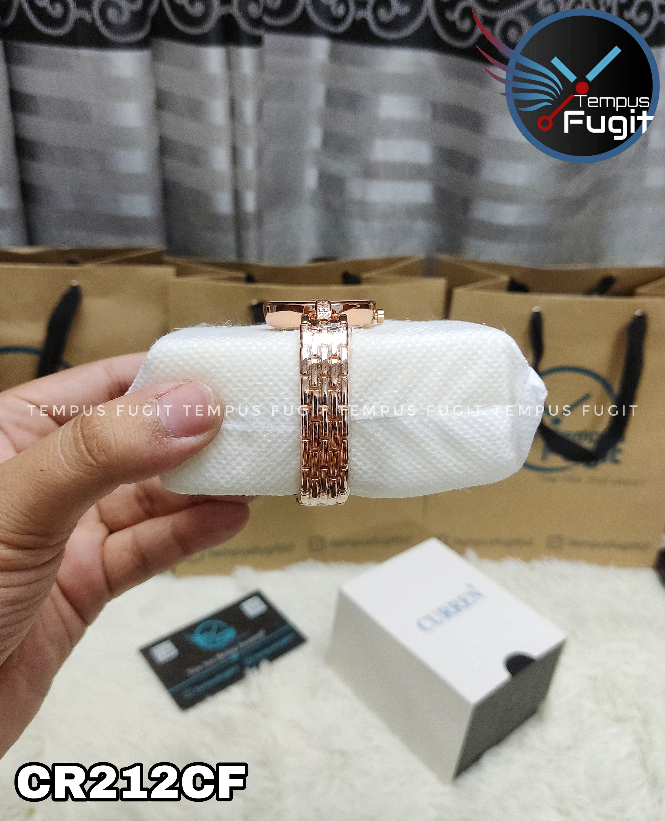 Curren 9052 Ladies Watch - Rose Golden Dial- Rose Golden Bezel- Rose Golden Chain- TF Code CR212CF_img_7