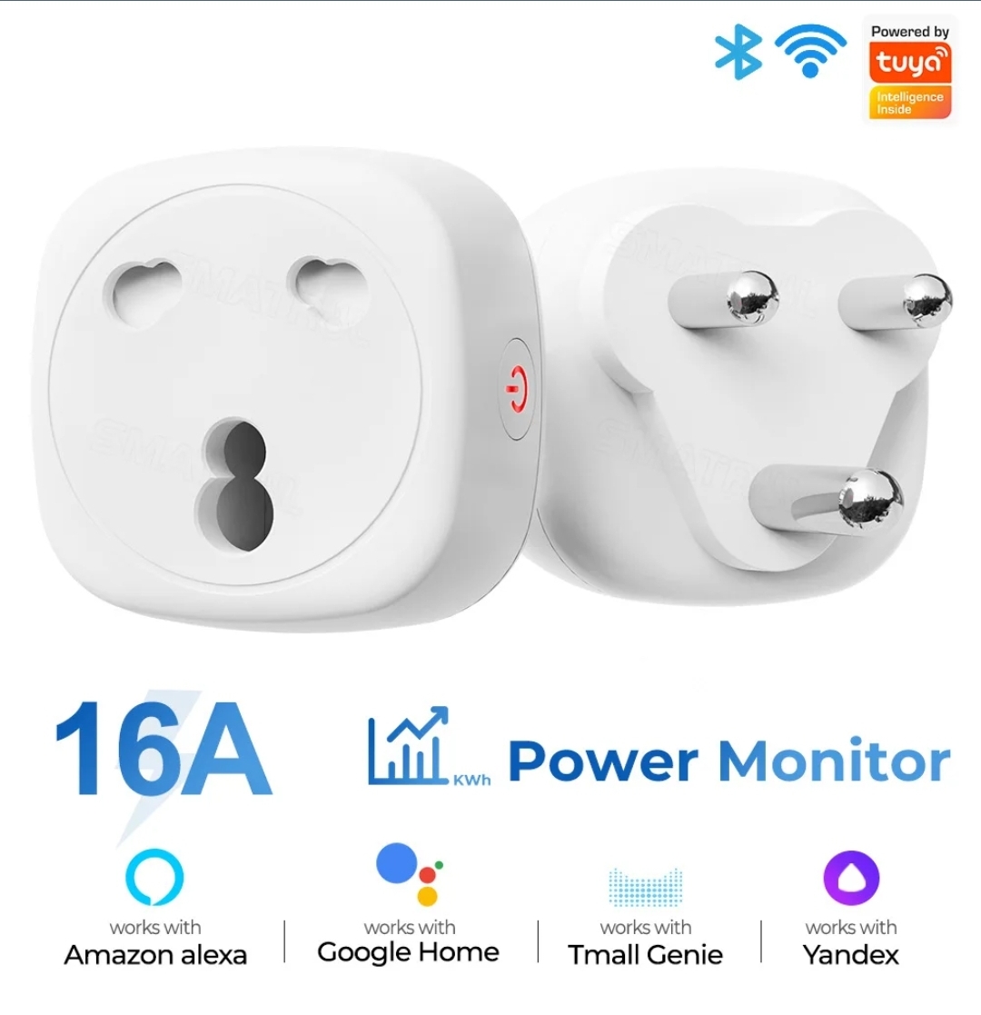 WiFi Smart Socket - 16A air conditioner 3 pin plug with power monitor-voice, timing -for Tuya, Google Home, Alexa_img_1